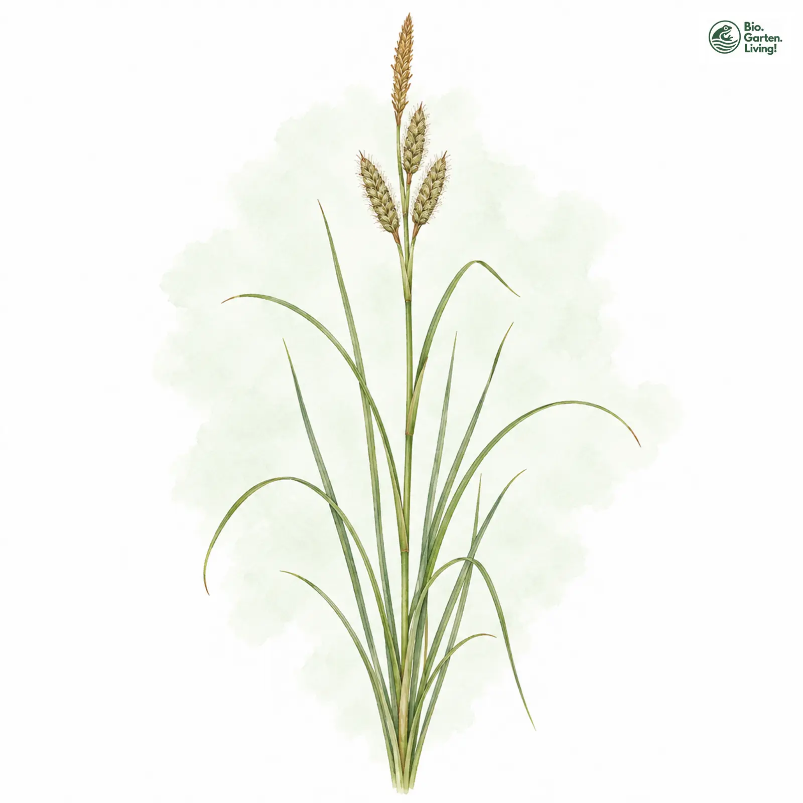 Aquarellzeichnung: Faden-Segge (Carex lasiocarpa)