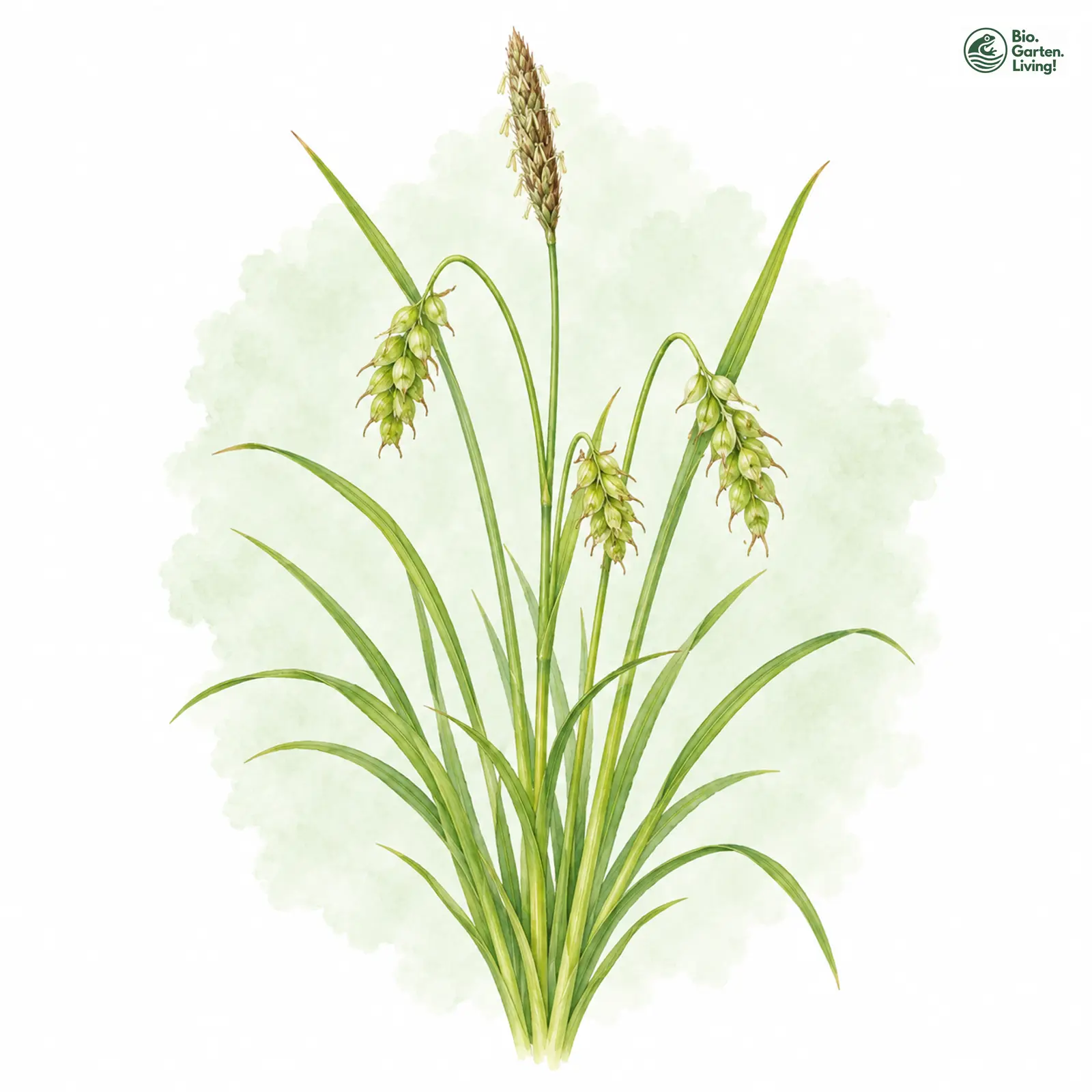Aquarellzeichnung: Schuppenfrüchtige Segge (Carex lepidocarpa)