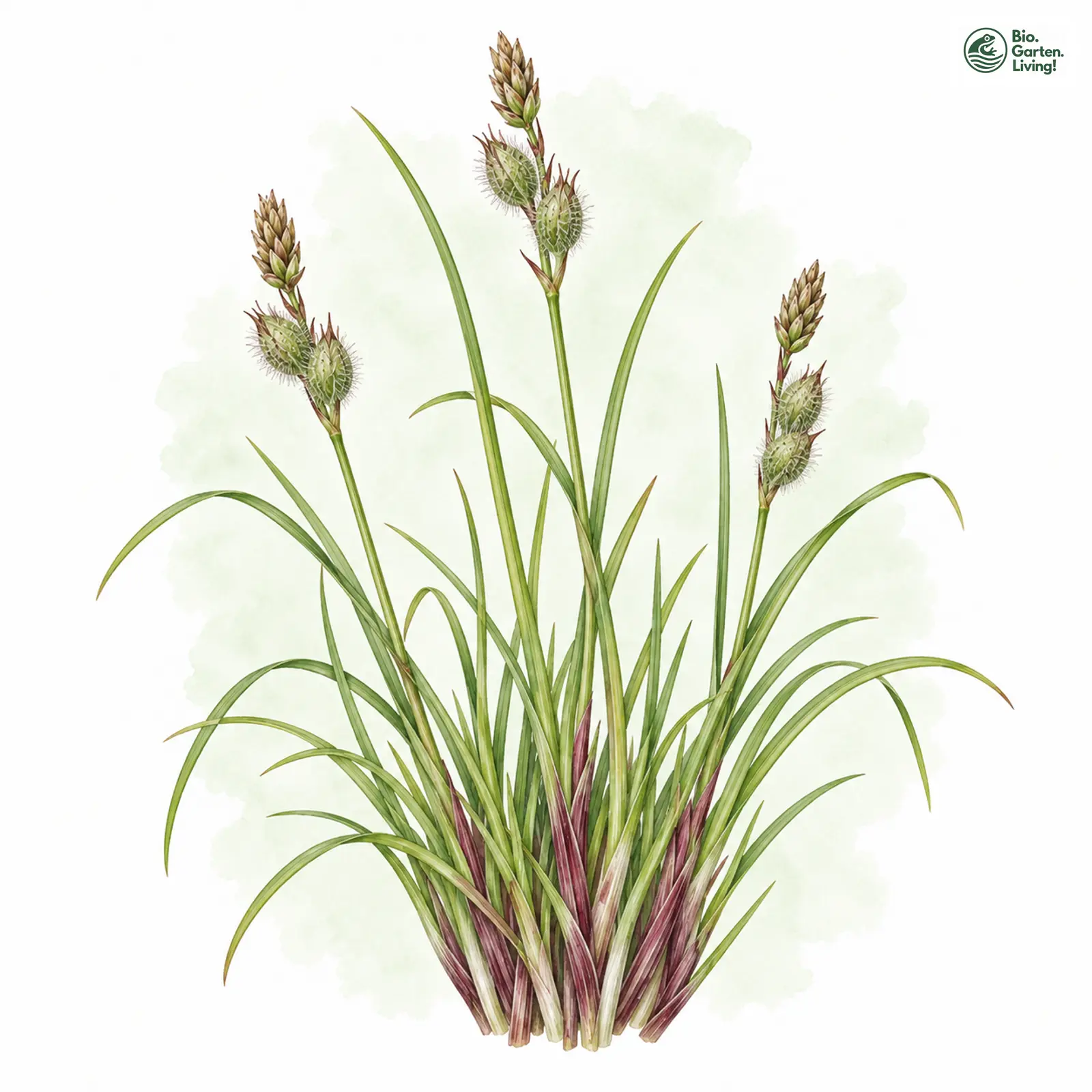 Aquarellzeichnung: Berg-Segge (Carex montana)