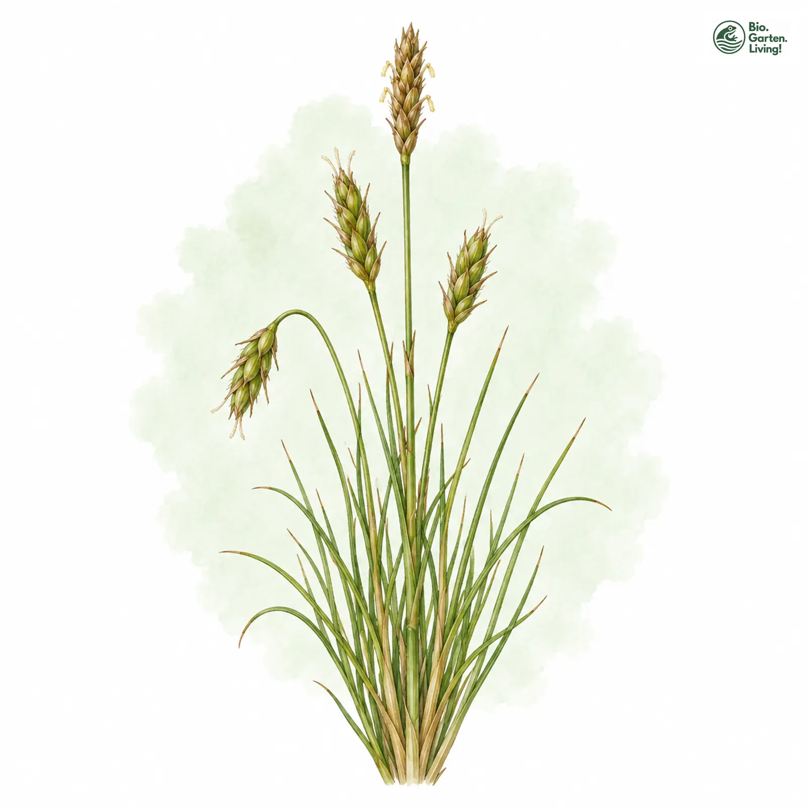 Aquarellzeichnung: Stachelspitzige Segge (Carex mucronata)