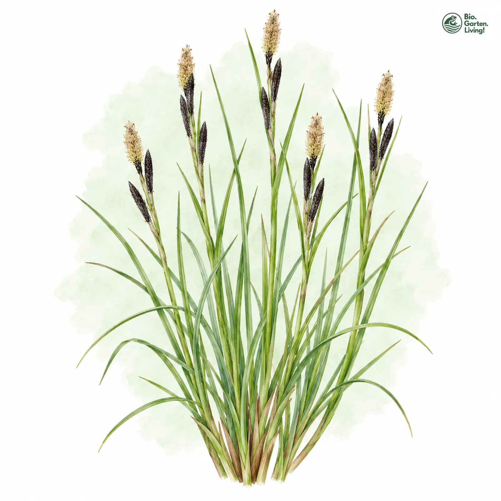 Aquarellzeichnung: Wiesen-Segge (Carex nigra)