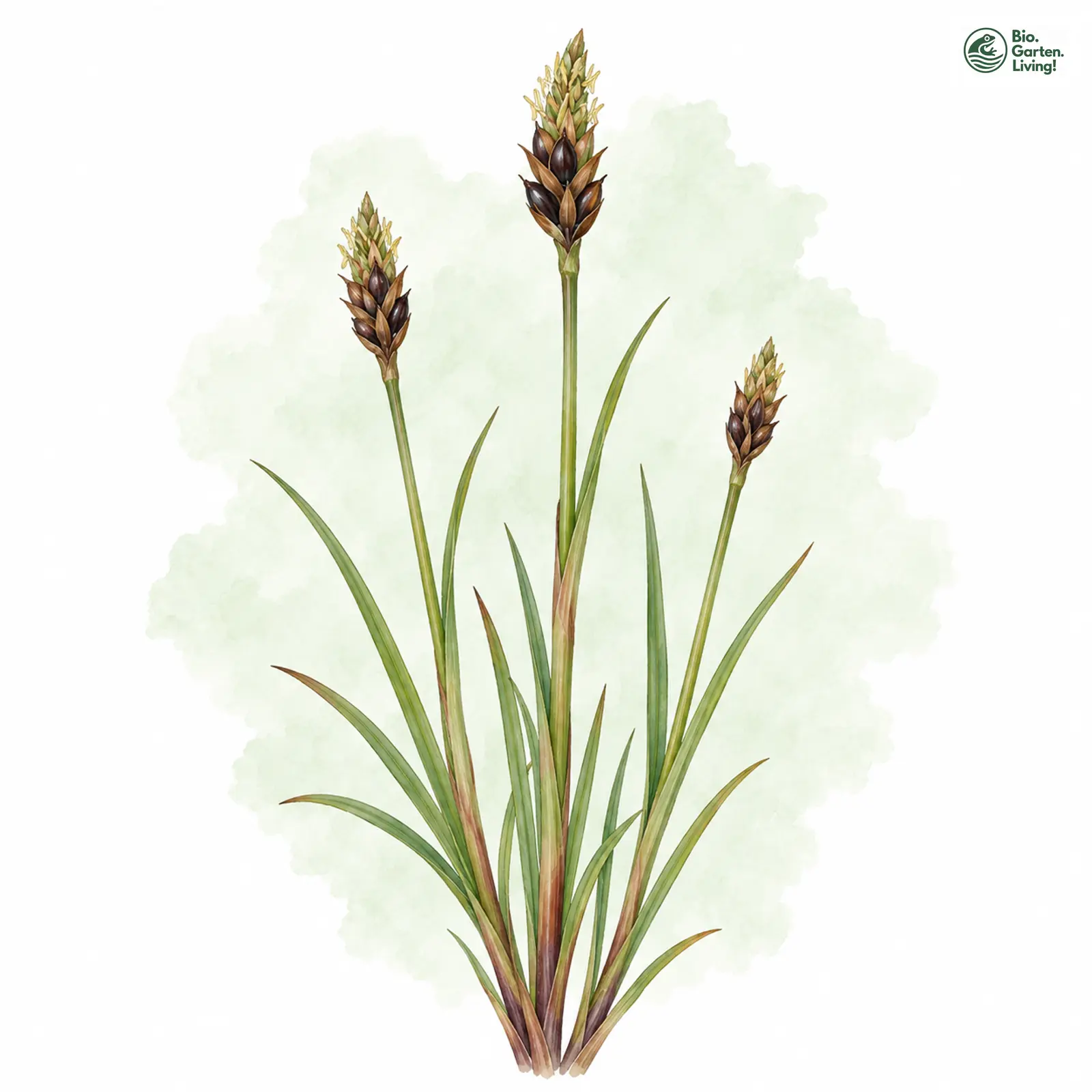 Aquarellzeichnung: Stumpfe Segge (Carex obtusata)