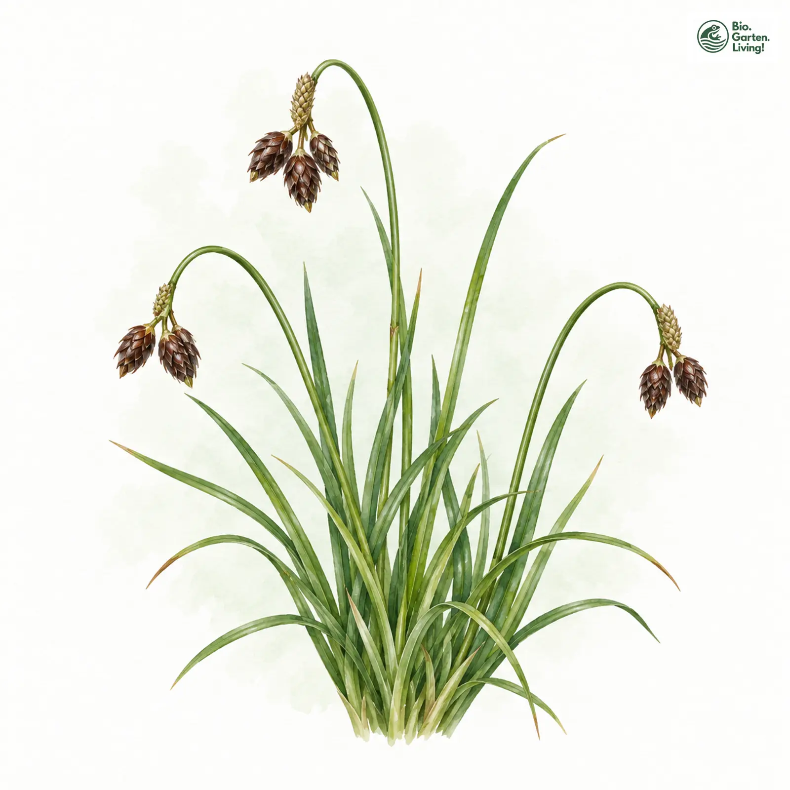 Aquarellzeichnung: Alpen-Vogelfuß-Segge (Carex ornithopodioides)