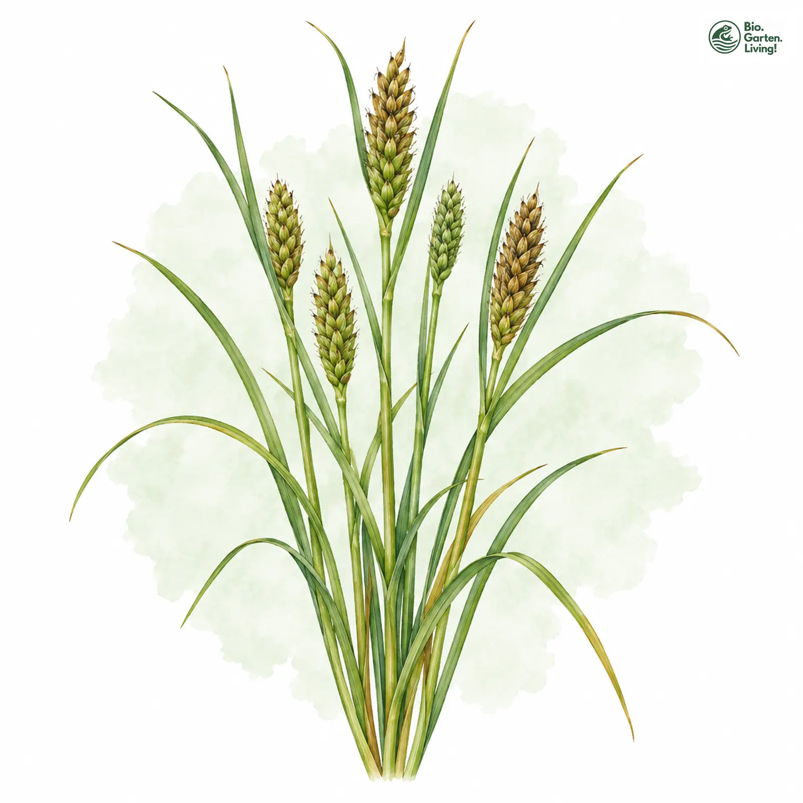 Aquarellzeichnung: Hain-Segge (Carex otrubae)