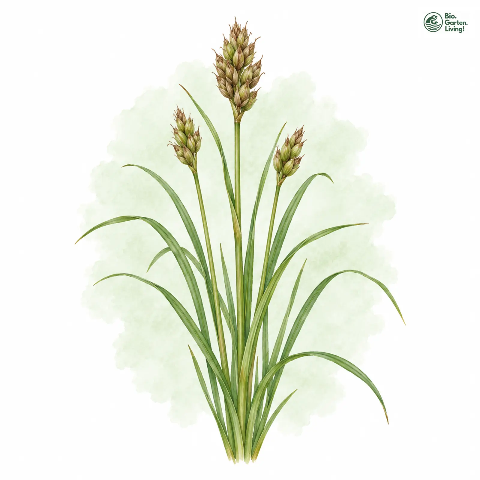 Aquarellzeichnung: Paira-Segge (Carex pairae)