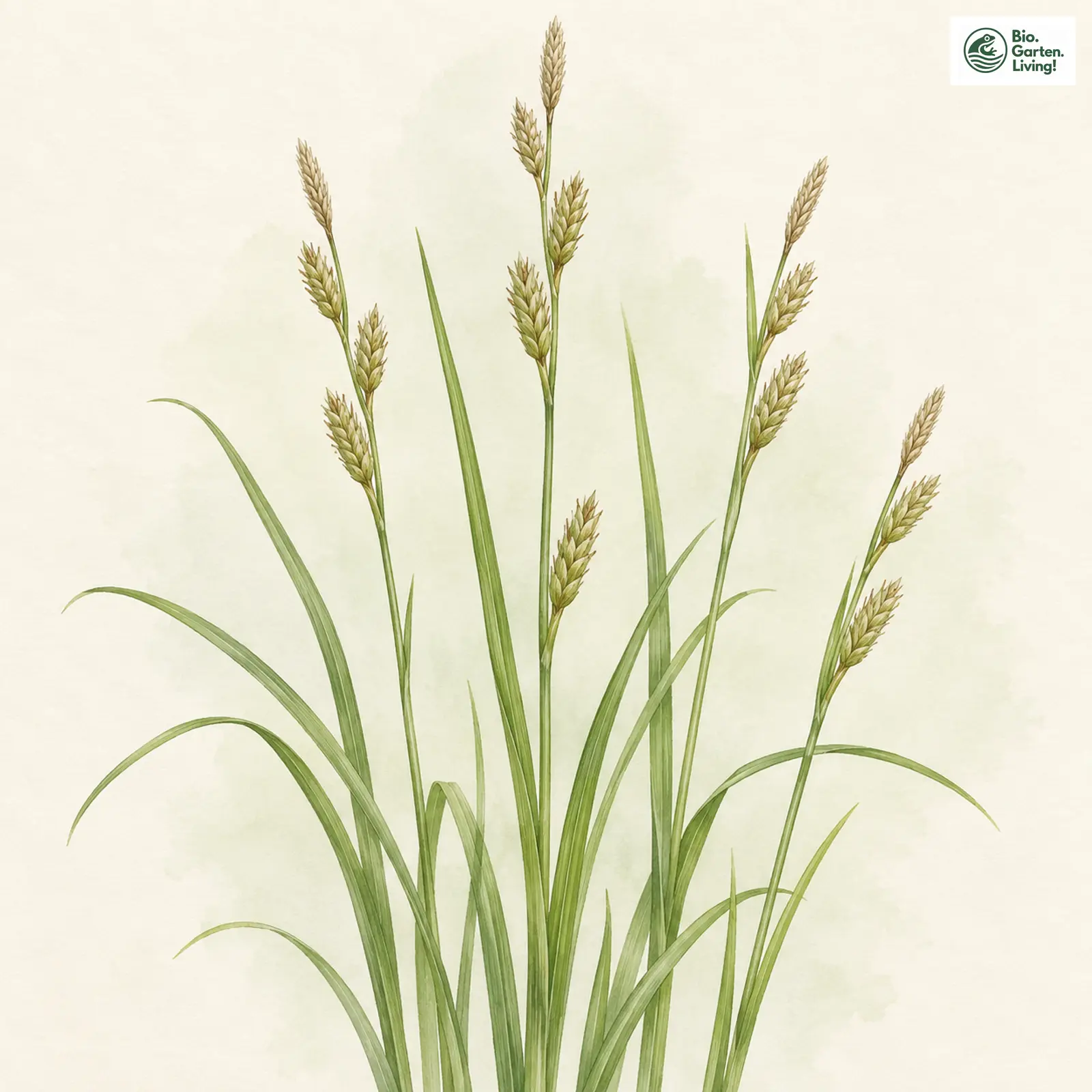 Aquarellzeichnung: Blasse Segge (Carex pallidula)