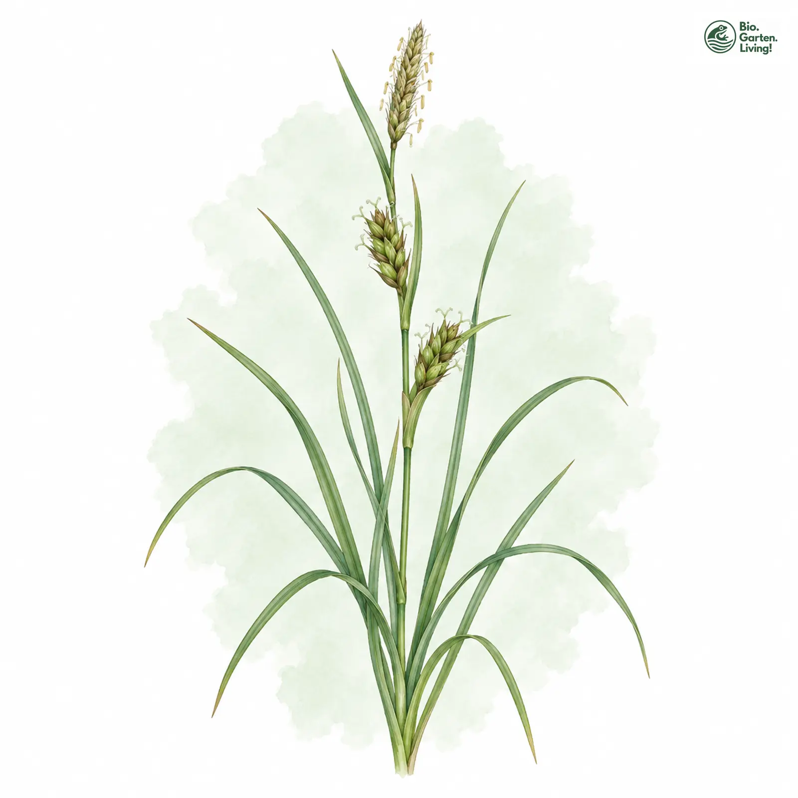 Aquarellzeichnung: Hirse-Segge (Carex panicea)