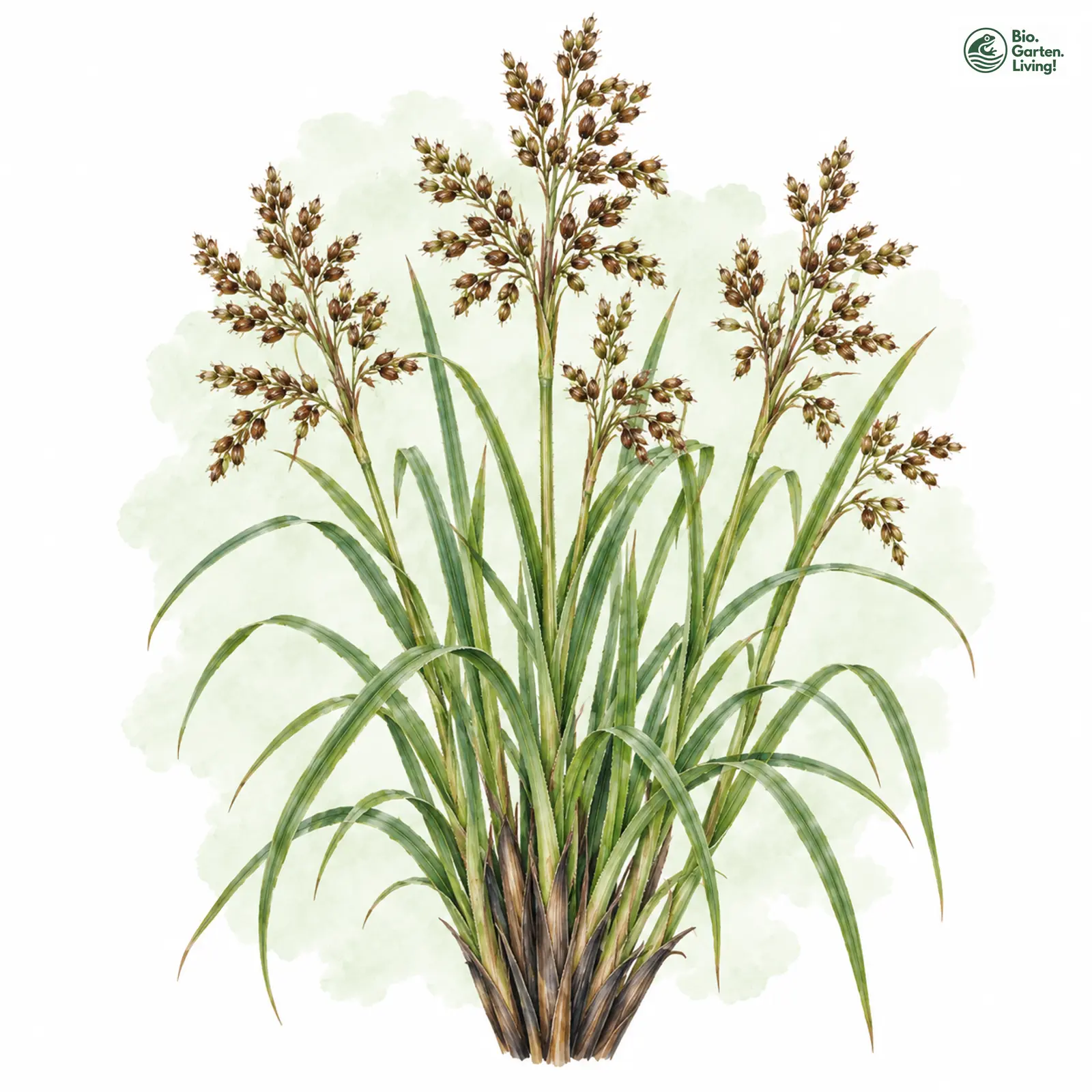 Aquarellzeichnung: Rispen-Segge (Carex paniculata)
