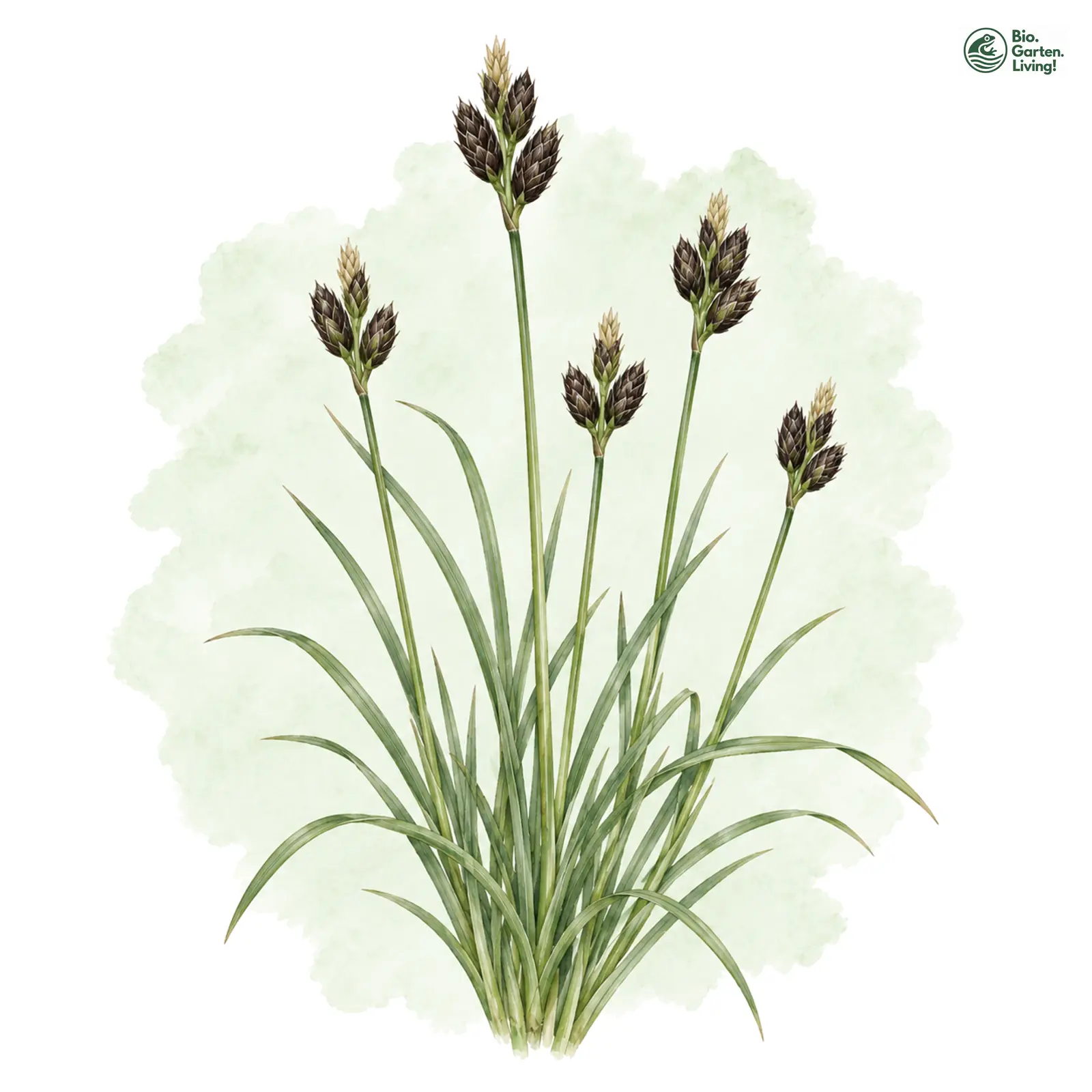 Aquarellzeichnung: Kleinblütige Segge (Carex parviflora)