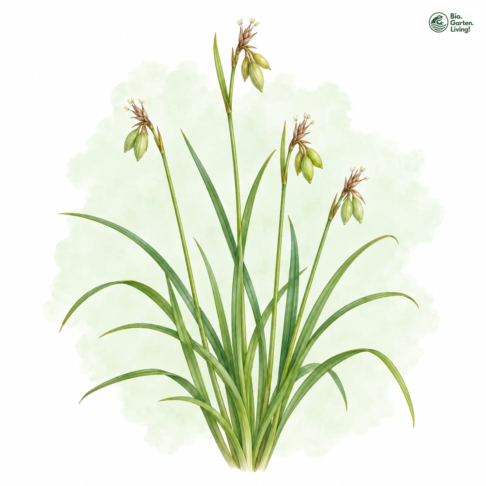 Aquarellzeichnung: Wenigblütige Segge (Carex pauciflora)