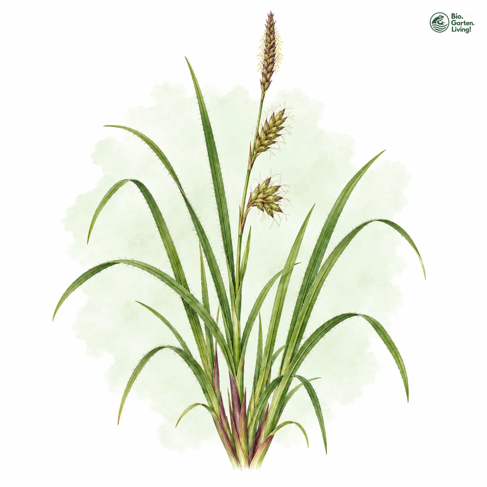Aquarellzeichnung: Wimper-Segge (Carex pilosa)