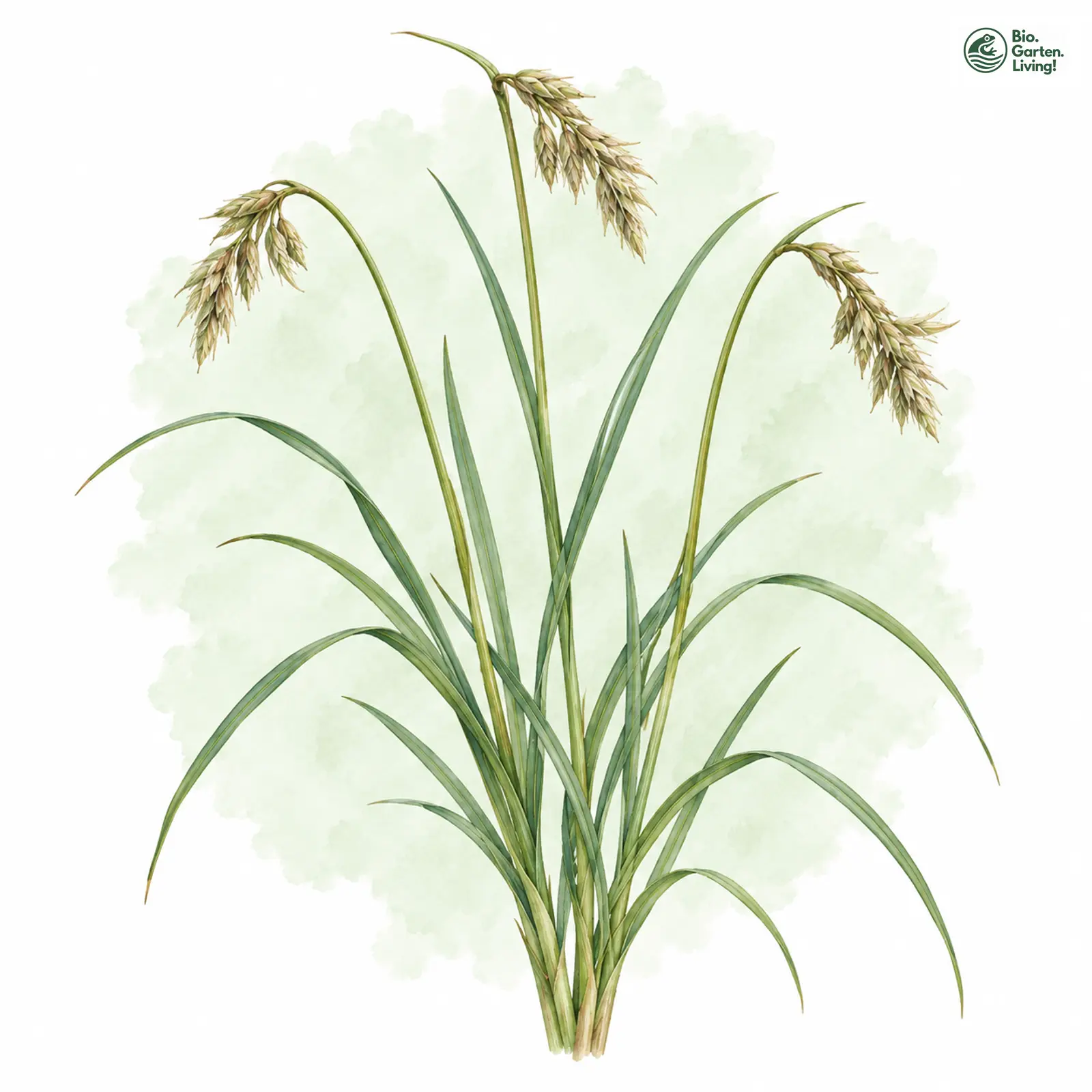 Aquarellzeichnung: Reichenbach-Segge (Carex pseudobrizoides)