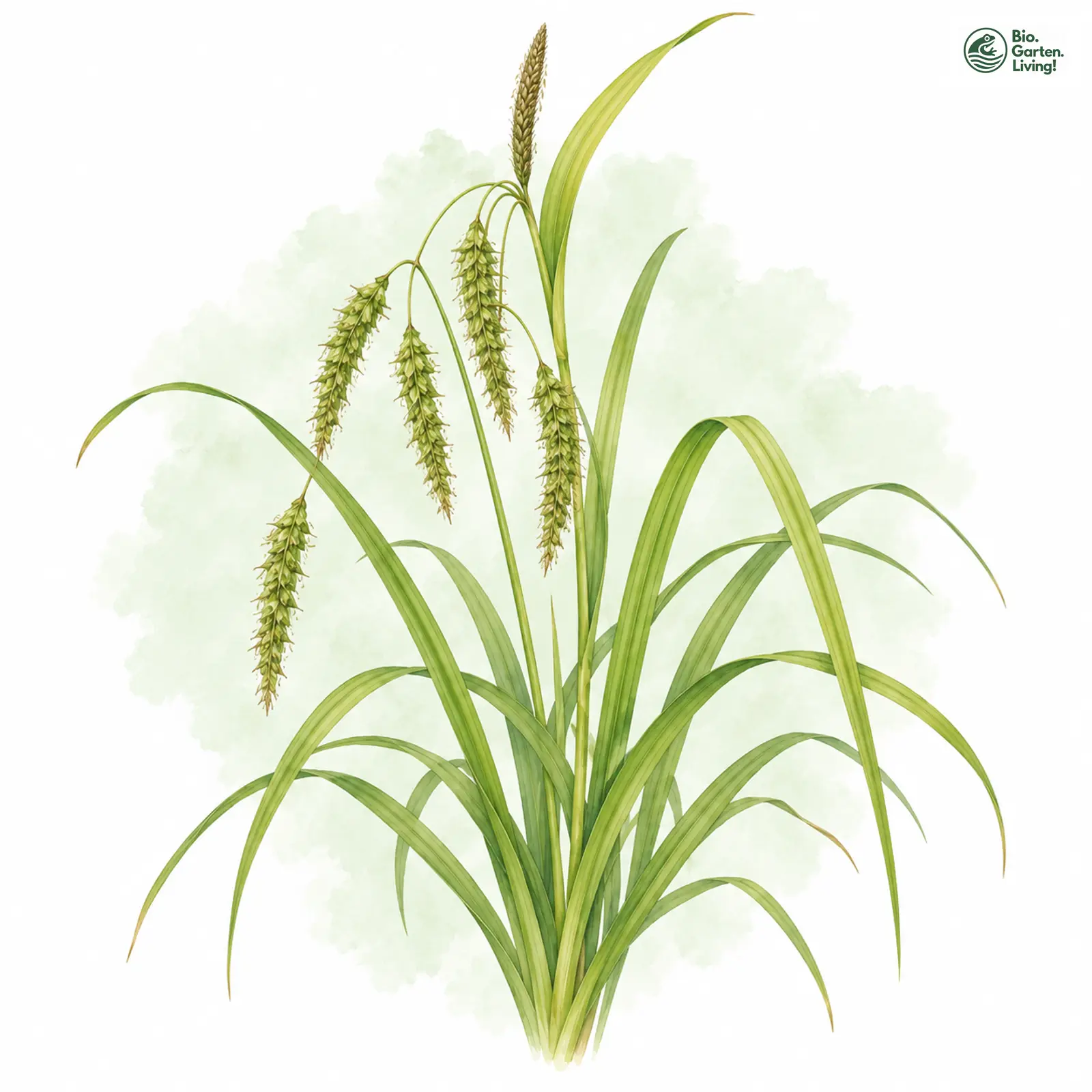 Aquarellzeichnung: Scheinzypergras-Segge (Carex pseudocyperus)