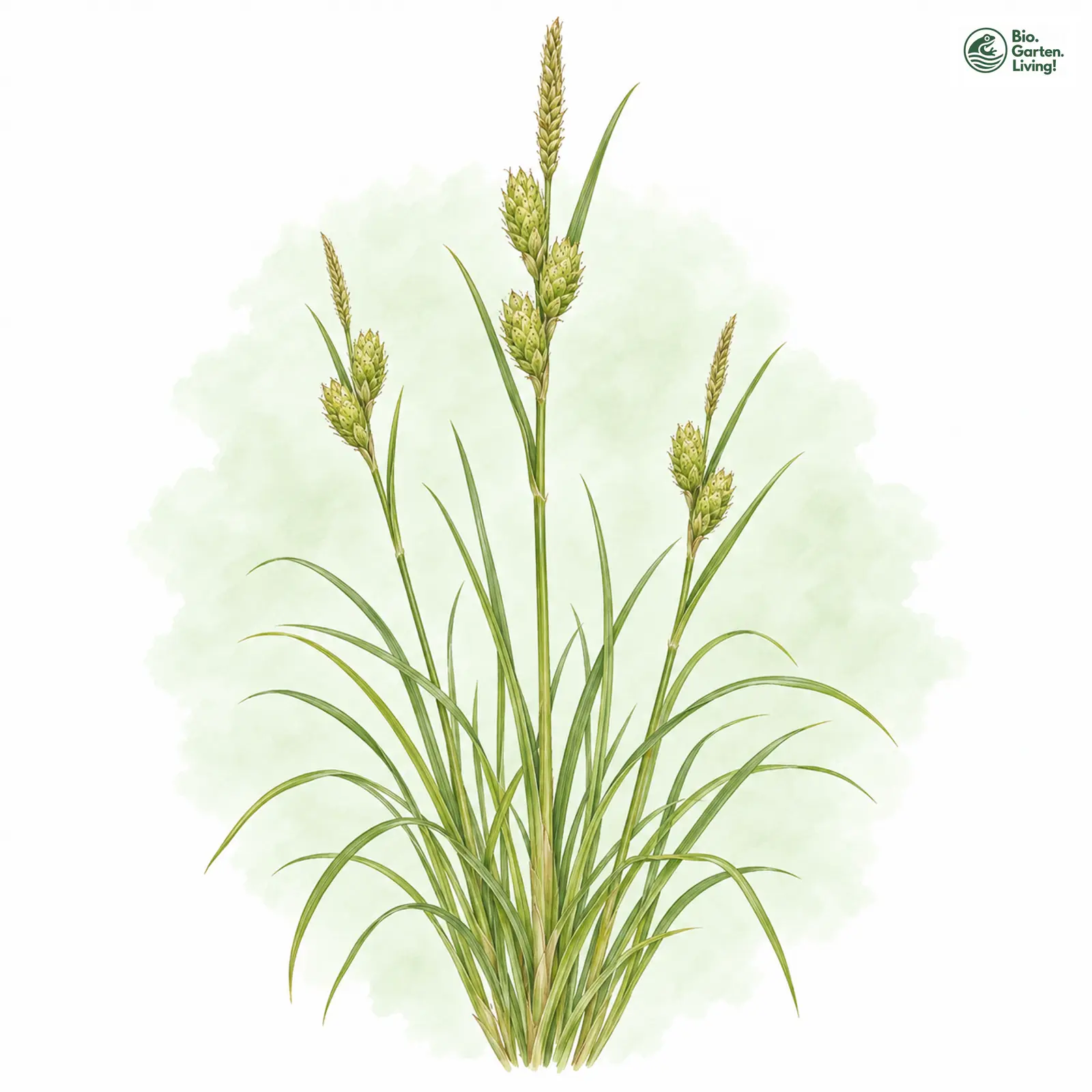 Aquarellzeichnung: Punktierte Segge (Carex punctata)