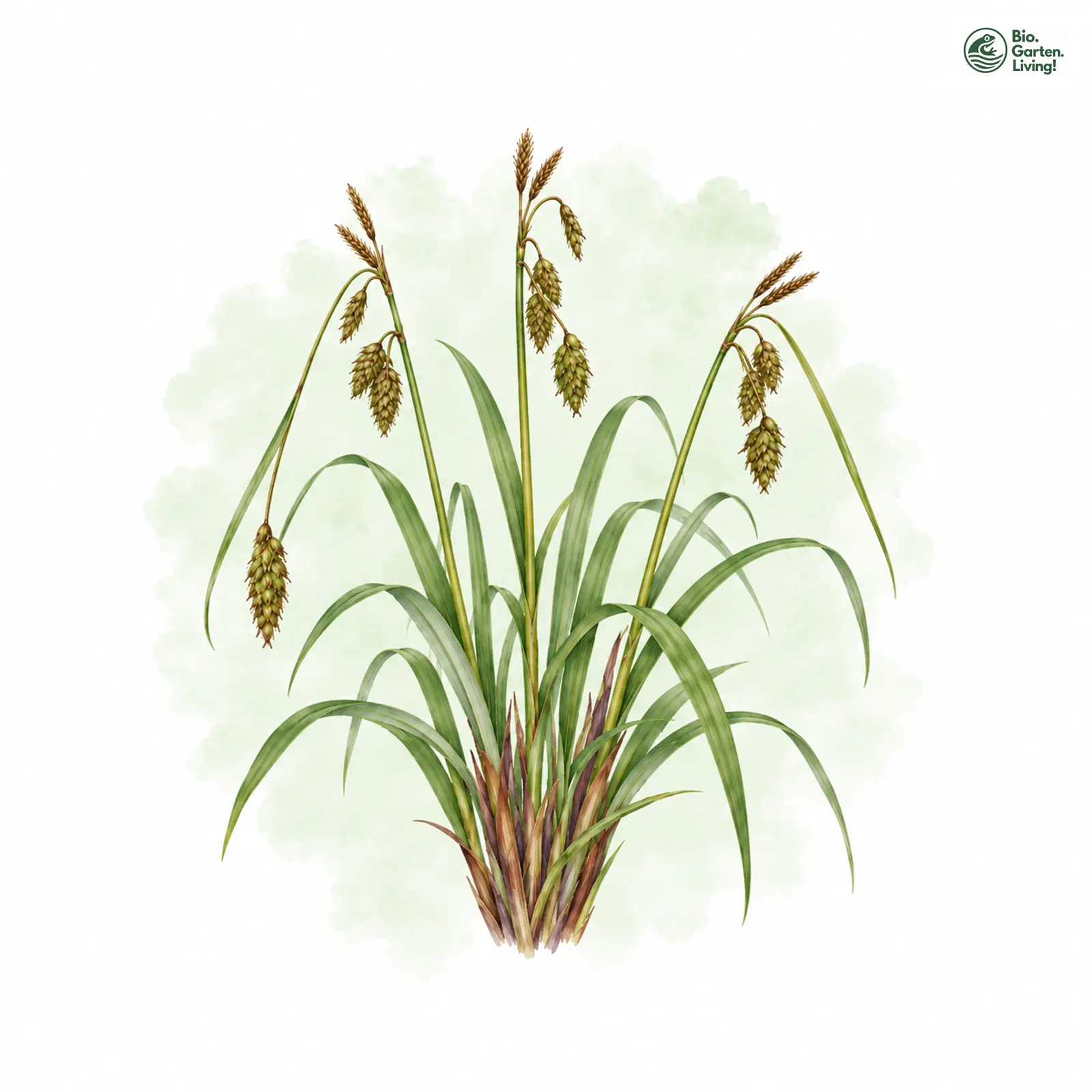 Aquarellzeichnung: Inn-Segge (Carex randalpina)