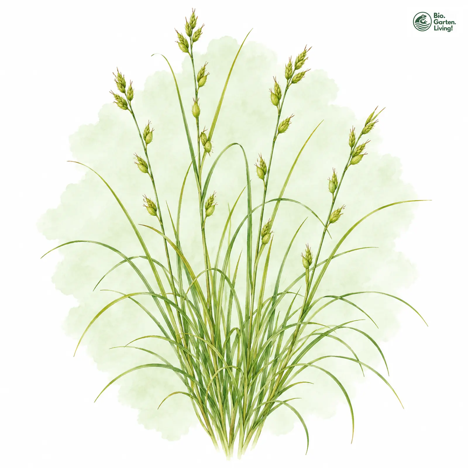 Aquarellzeichnung: Winkel-Segge (Carex remota)