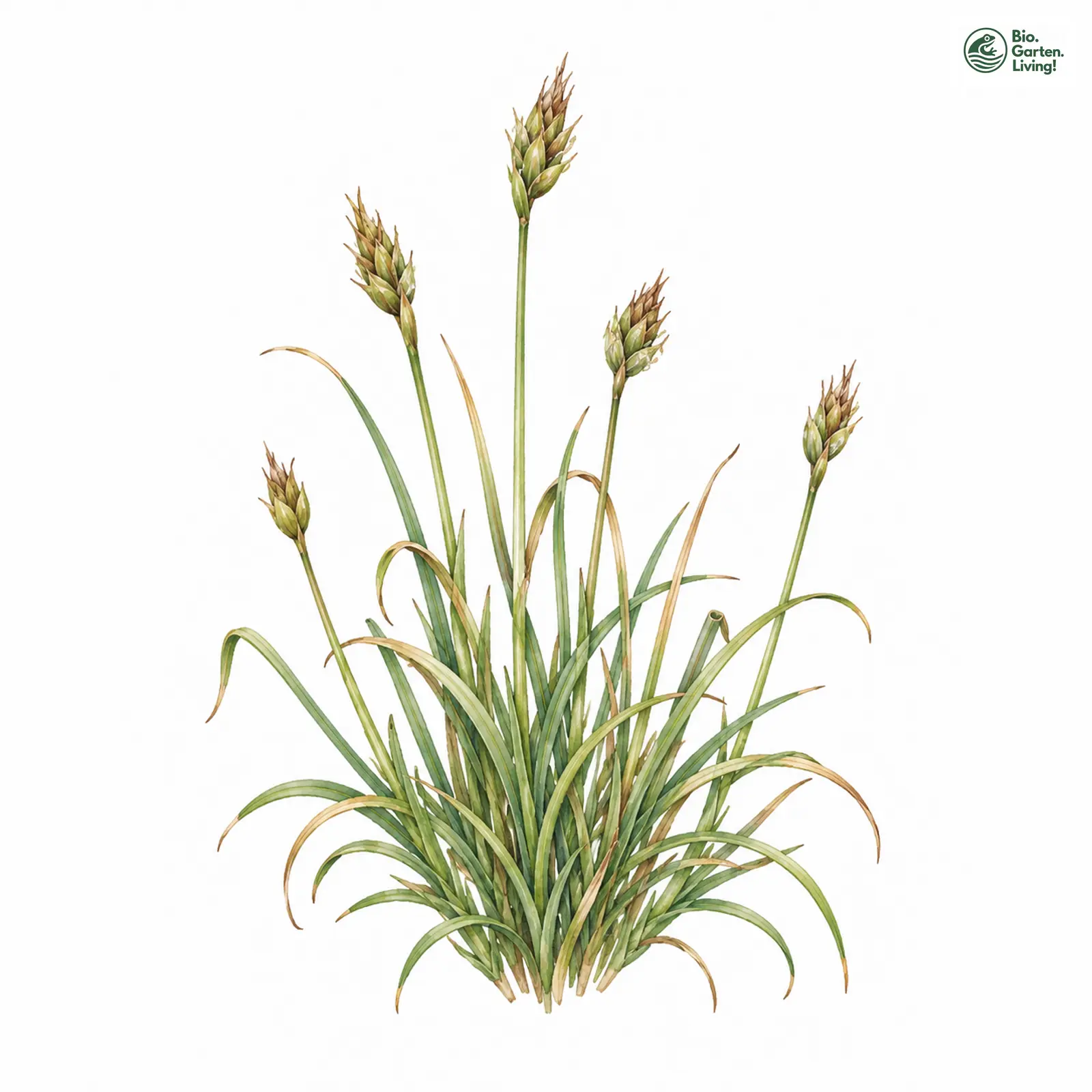 Aquarellzeichnung: Felsen-Segge (Carex rupestris)