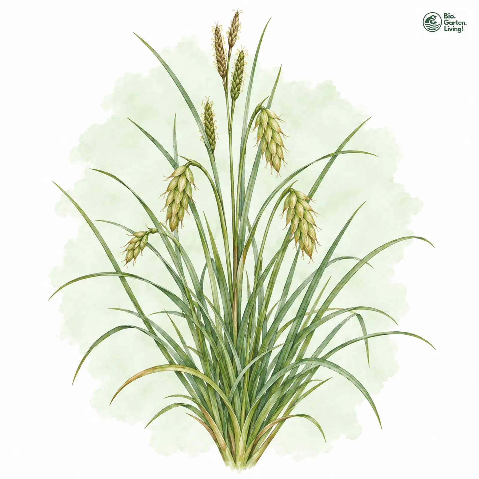 Aquarellzeichnung: Roggen-Segge (Carex secalina)