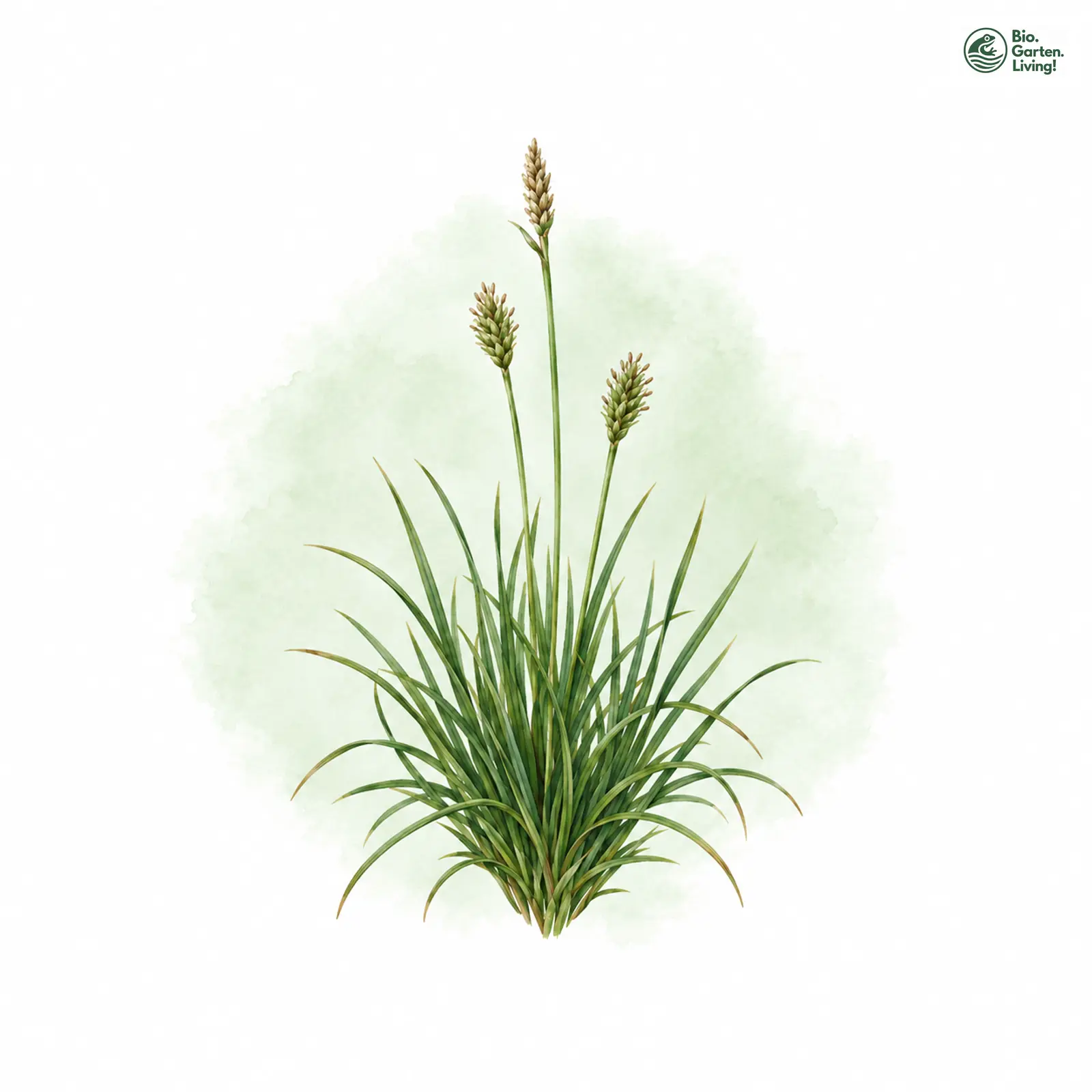 Aquarellzeichnung: Horst-Segge (Carex sempervirens)