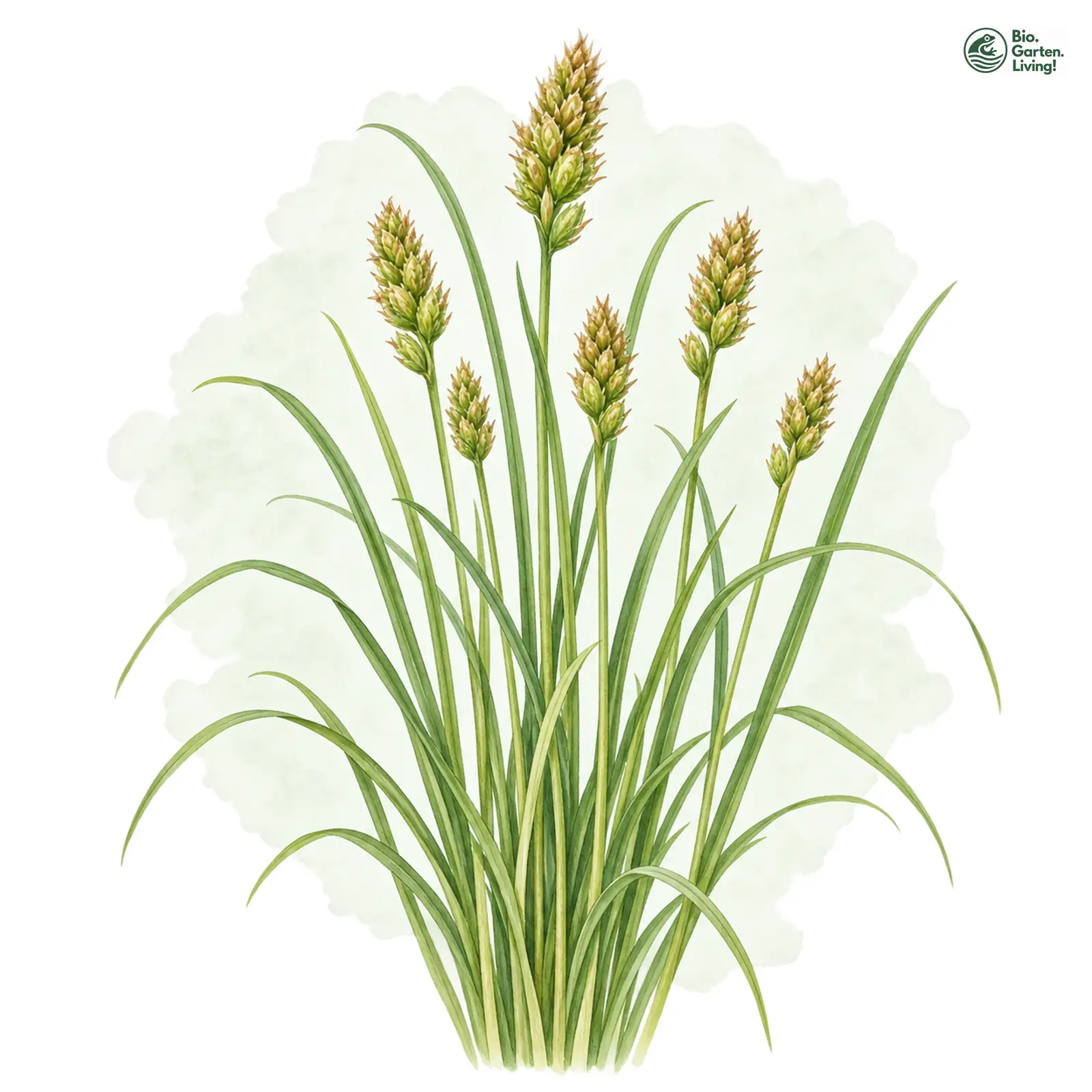 Aquarellzeichnung: Dichtährige Segge (Carex spicata)