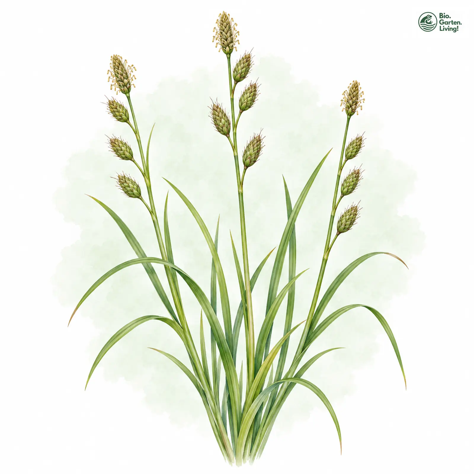 Aquarellzeichnung: Dünnährige Segge (Carex strigosa)