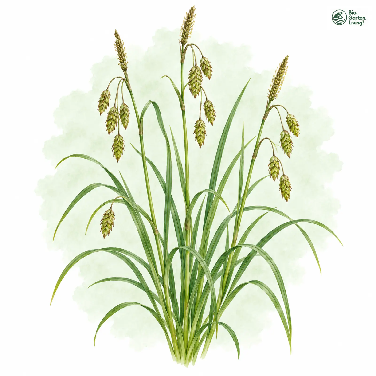 Aquarellzeichnung: Wald-Segge (Carex sylvatica)