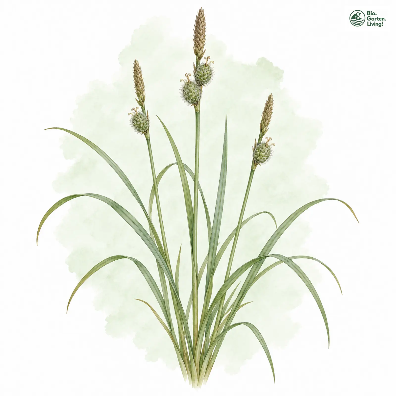 Aquarellzeichnung: Filz-Segge (Carex tomentosa)