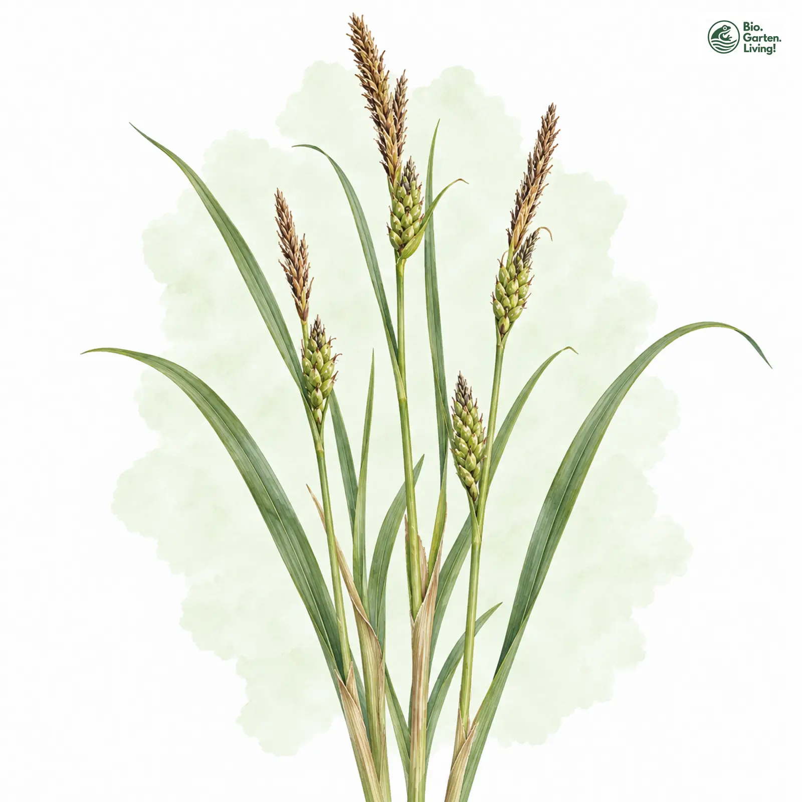 Aquarellzeichnung: Bastard-Steif-Segge (Carex turfosa)