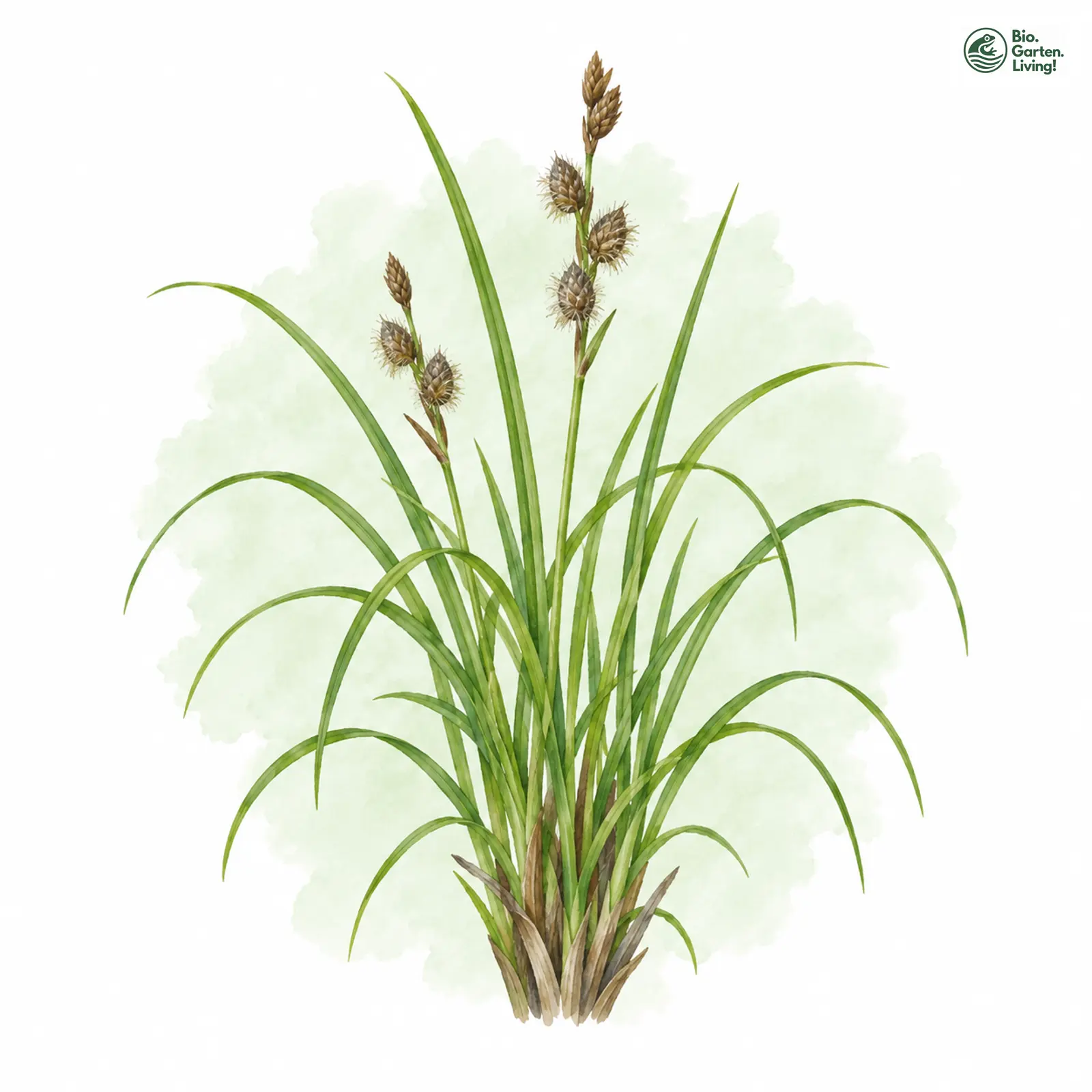 Aquarellzeichnung: Schatten-Segge (Carex umbrosa)