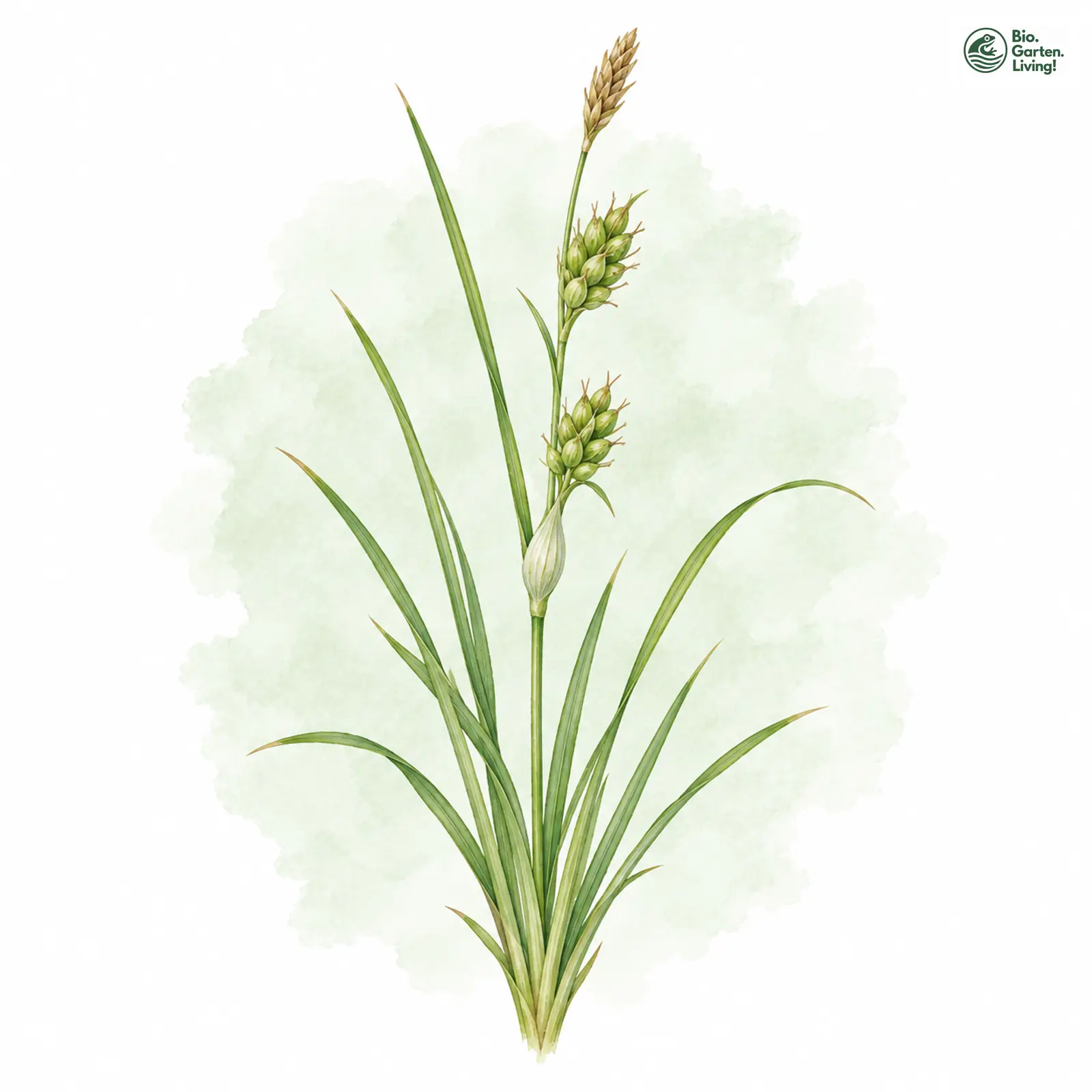 Aquarellzeichnung: Scheiden-Segge (Carex vaginata)