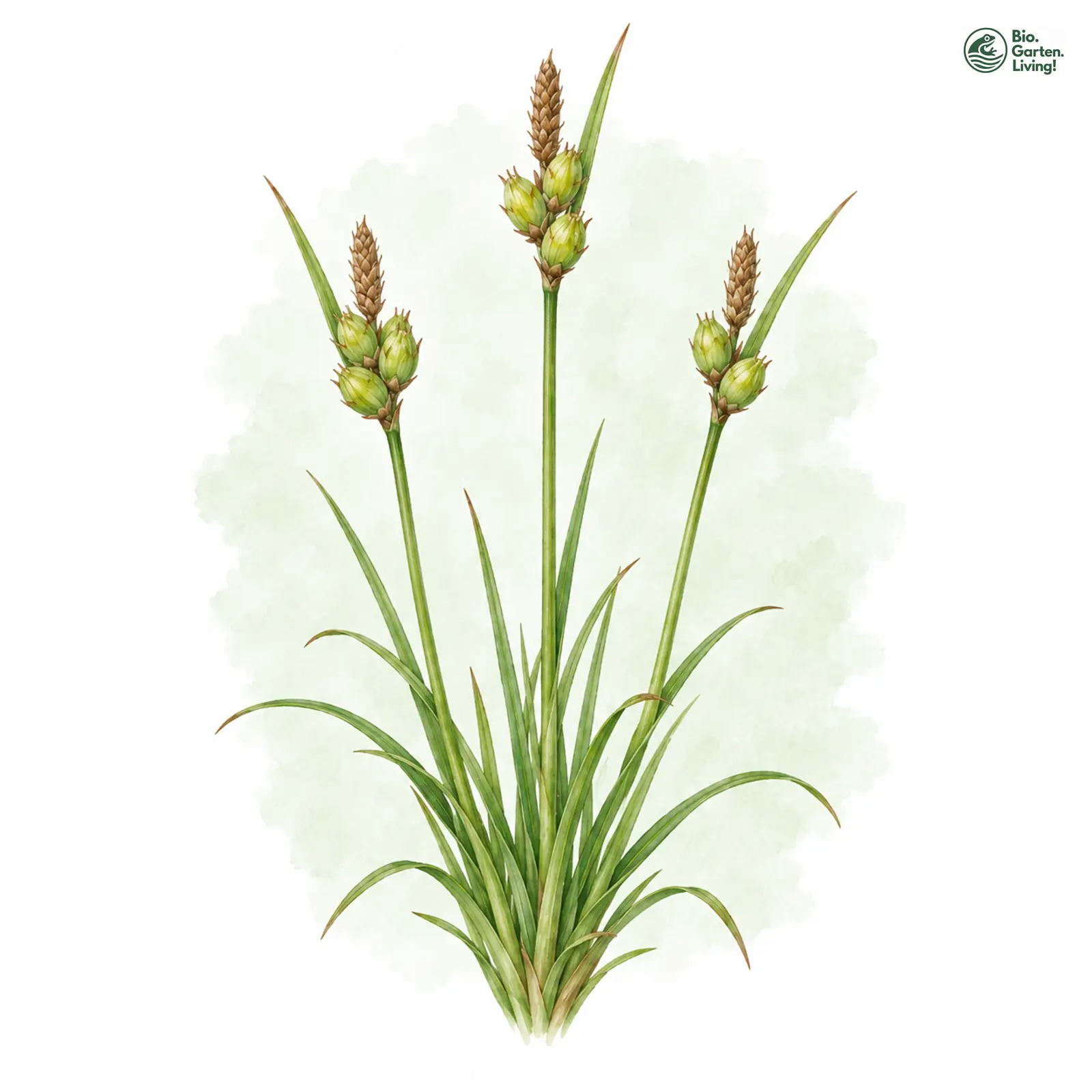 Aquarellzeichnung: Späte Segge (Carex viridula)