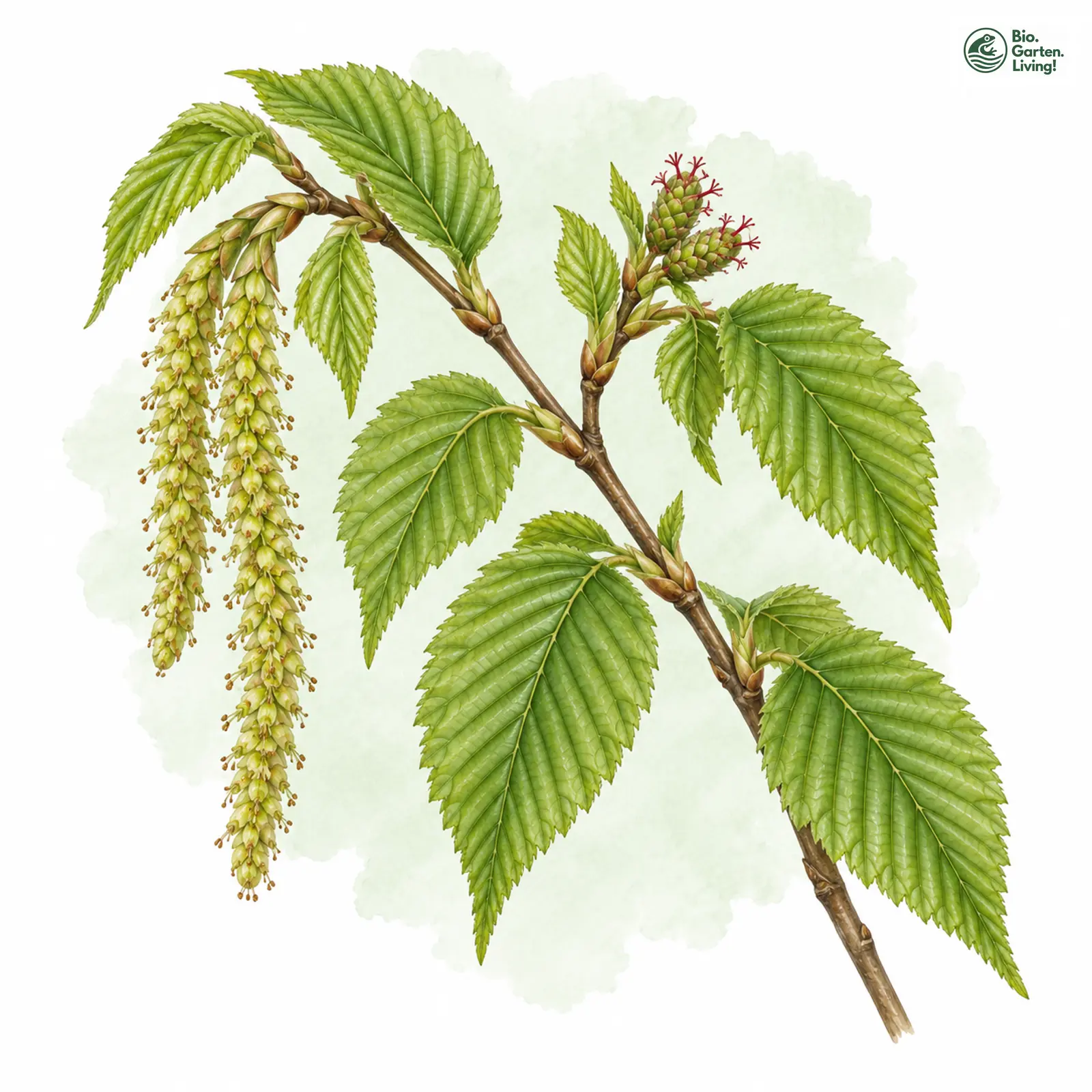 Aquarellzeichnung: Hainbuche (Carpinus betulus)