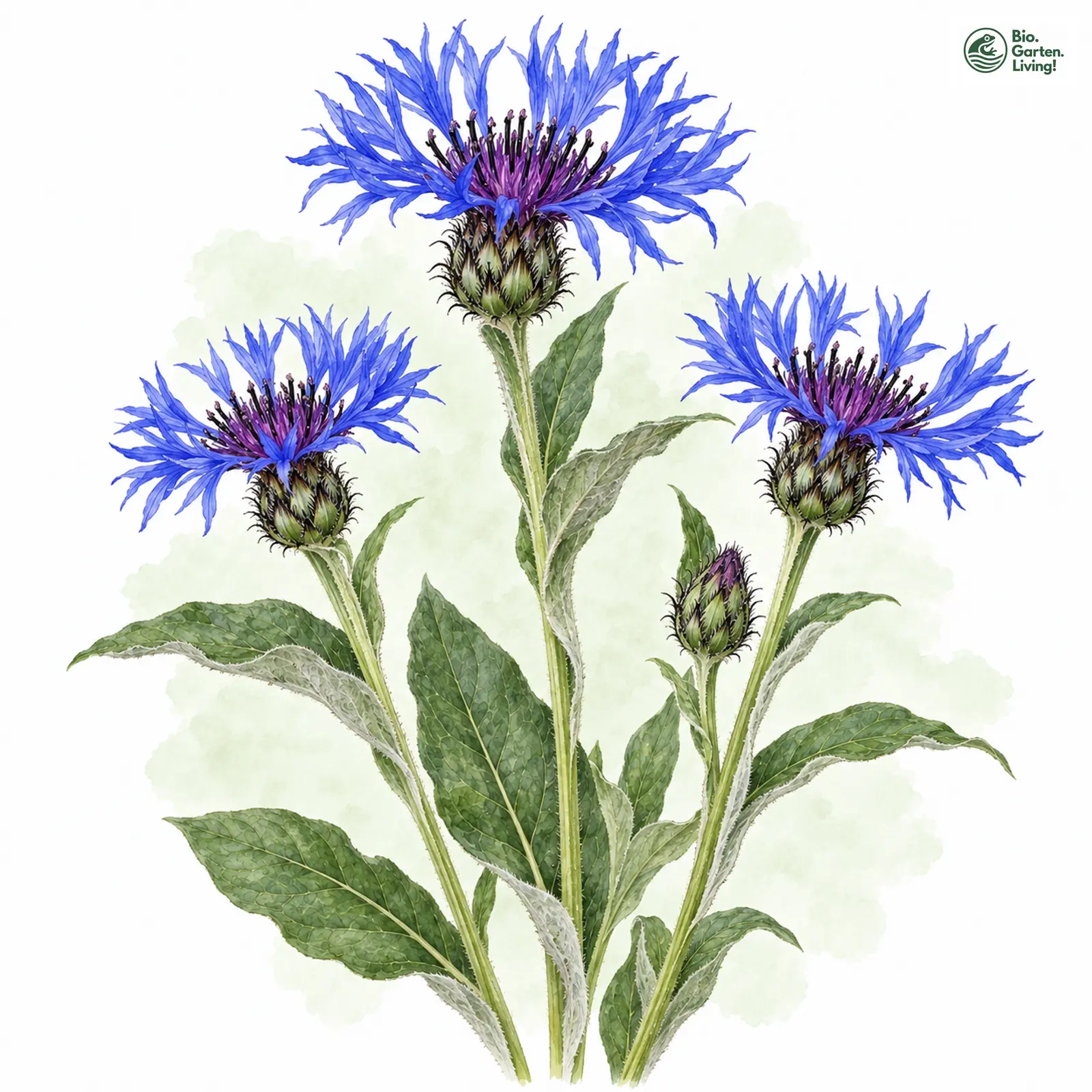 Aquarellzeichnung: Berg-Flockenblume (Centaurea montana)