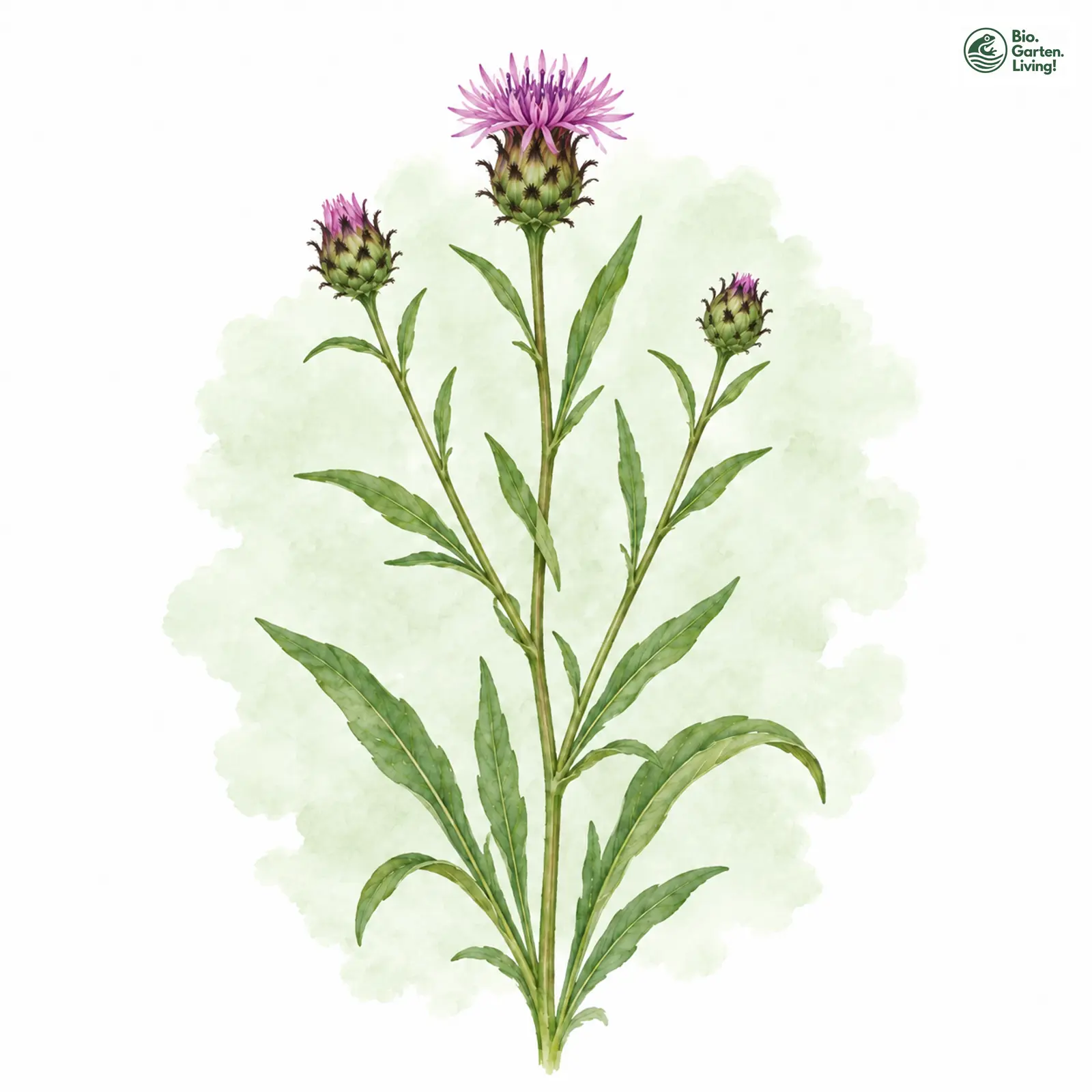 Aquarellzeichnung: Phrygische Flockenblume (Centaurea phrygia (im engeren Sinne))