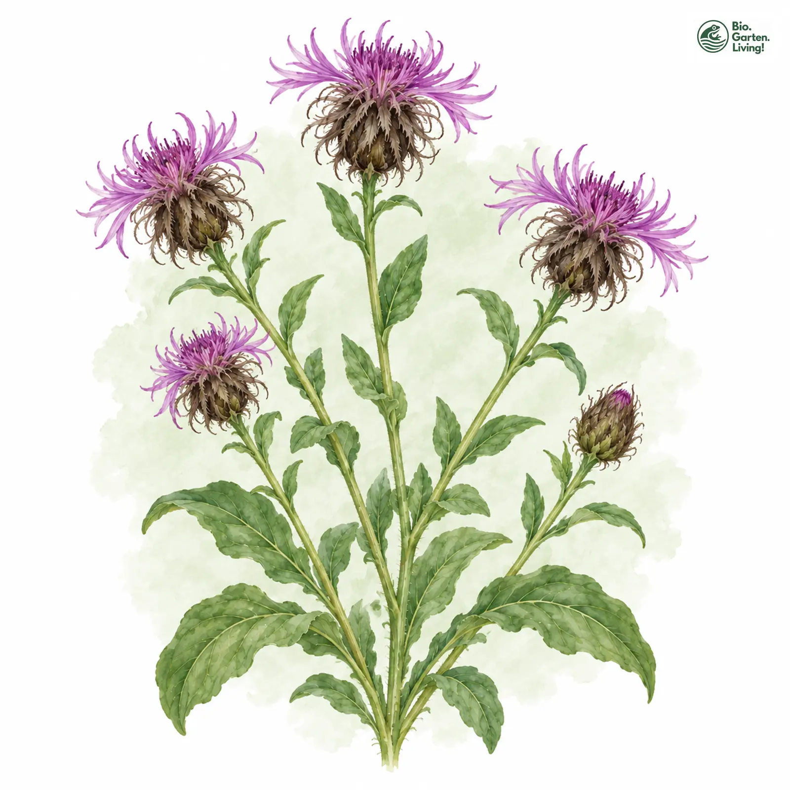 Aquarellzeichnung: Perücken-Flockenblume (Centaurea pseudophrygia)