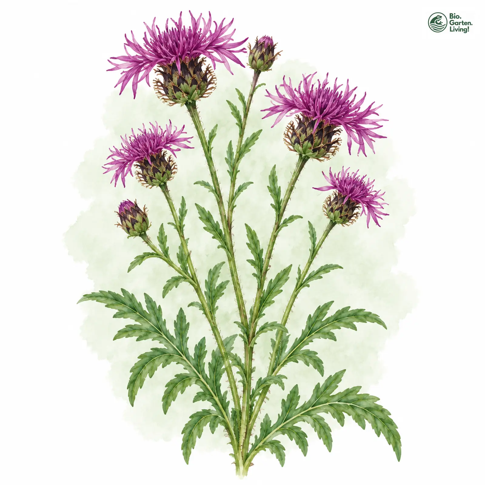 Aquarellzeichnung: Skabiosen-Flockenblume (Centaurea scabiosa)