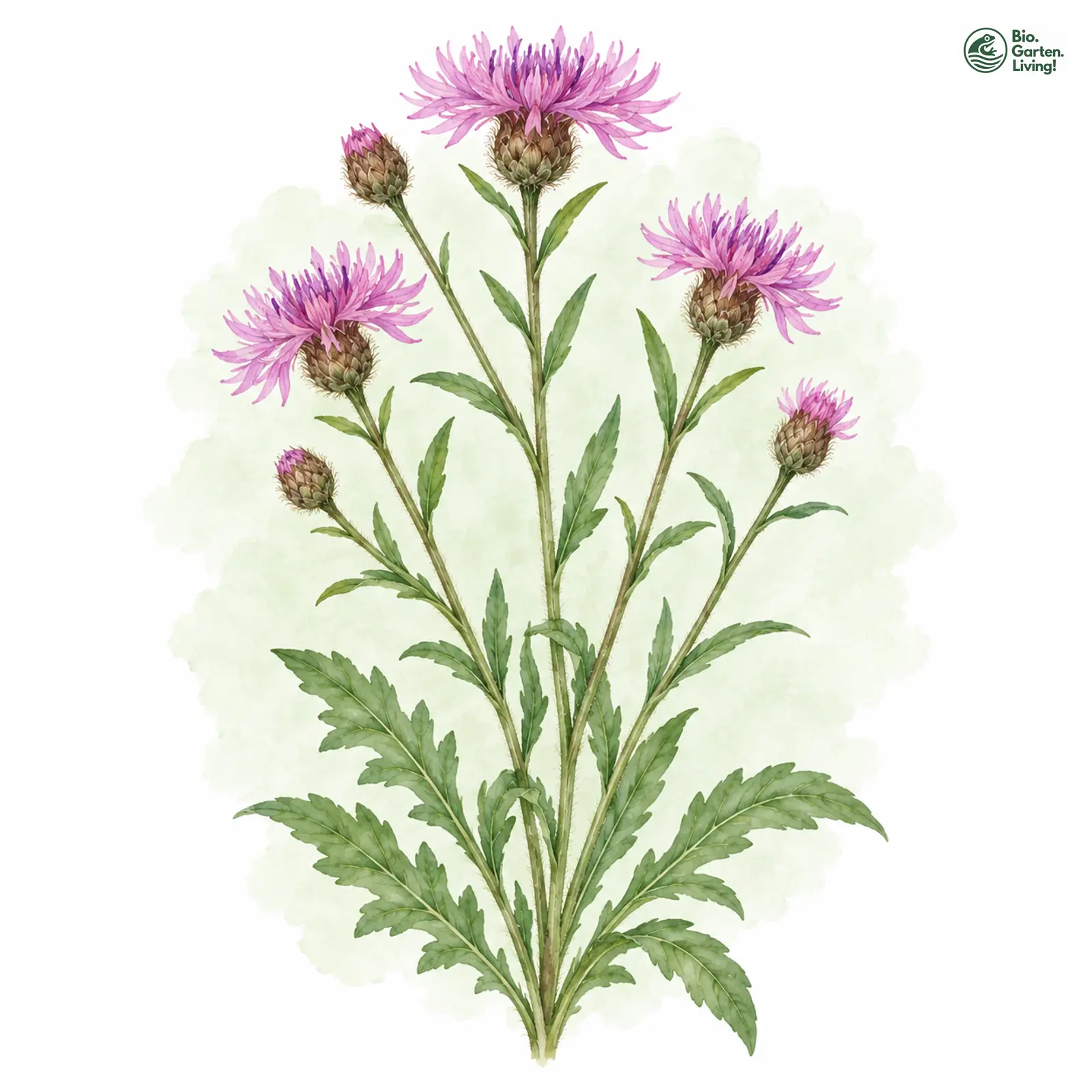 Aquarellzeichnung: Thuillier-Flockenblume (Centaurea thuillieri)