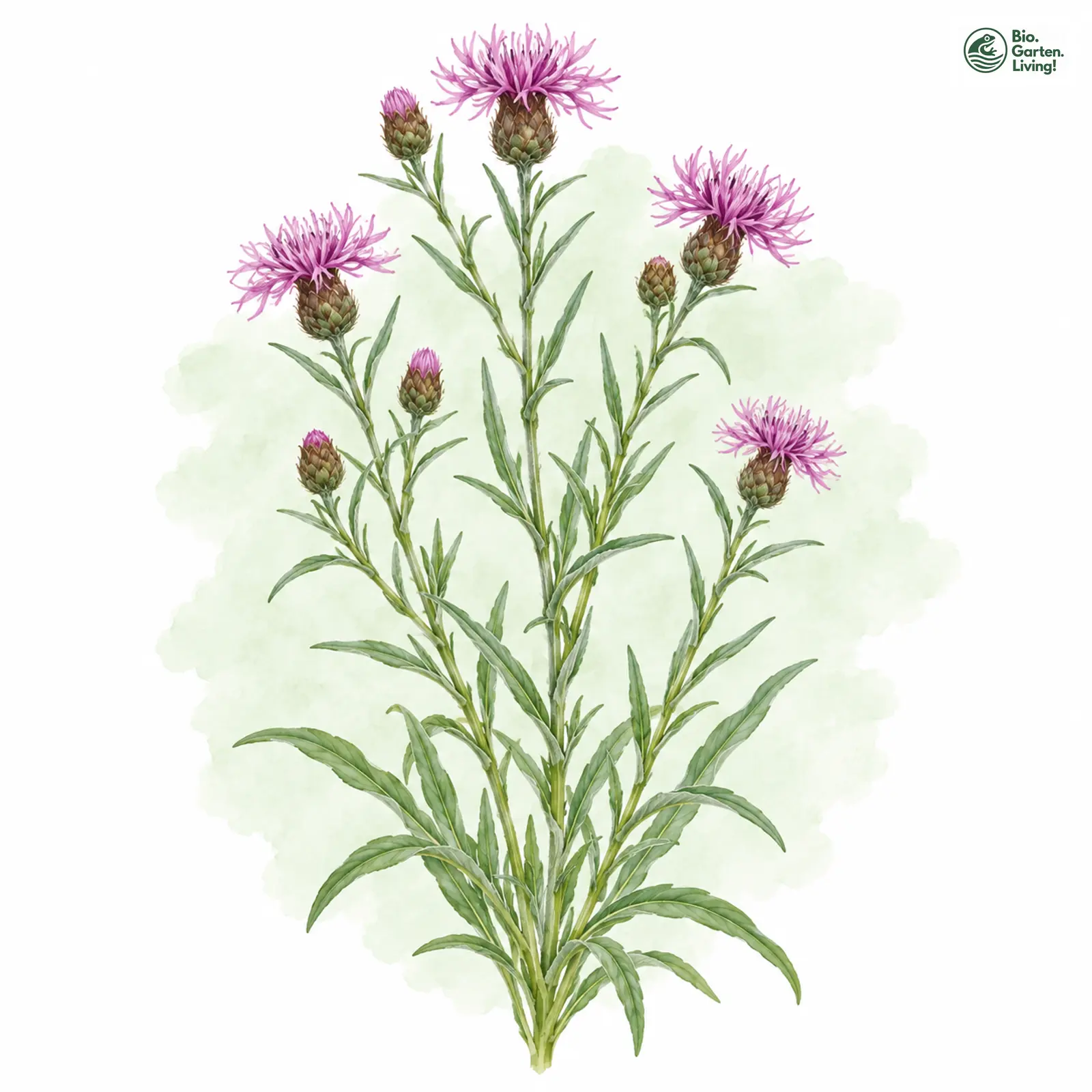 Aquarellzeichnung: Timbal-Flockenblume (Centaurea timbalii)
