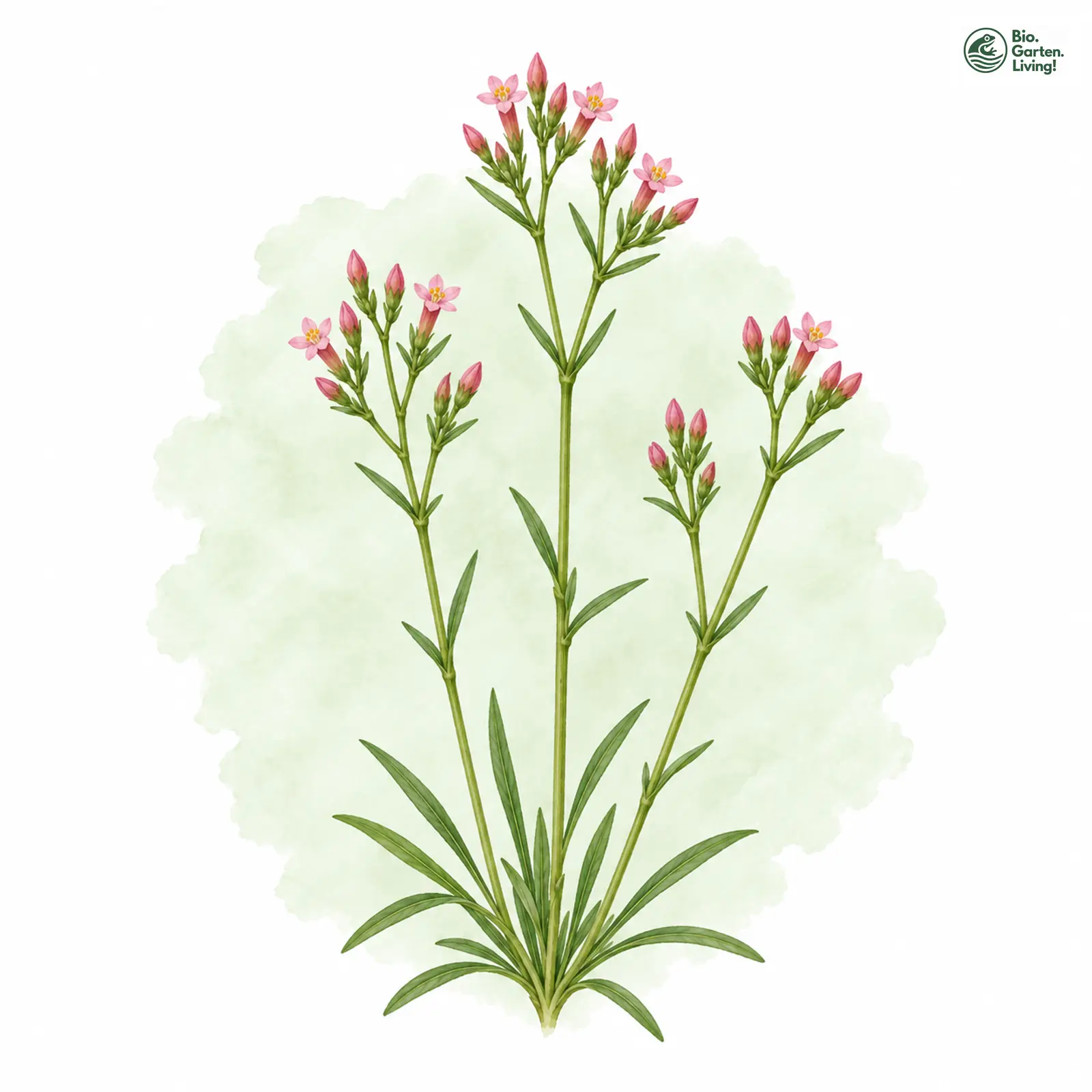Aquarellzeichnung: Strand-Tausendgüldenkraut (Centaurium littorale)