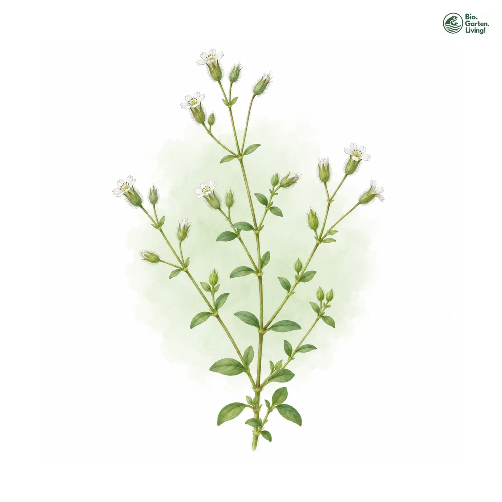 Aquarellzeichnung: Kleinblütiges Hornkraut (Cerastium brachypetalum (im engeren Sinne))