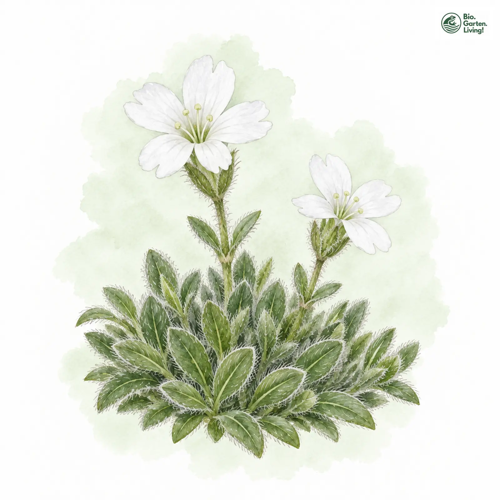 Aquarellzeichnung: Einblütiges Hornkraut (Cerastium uniflorum)