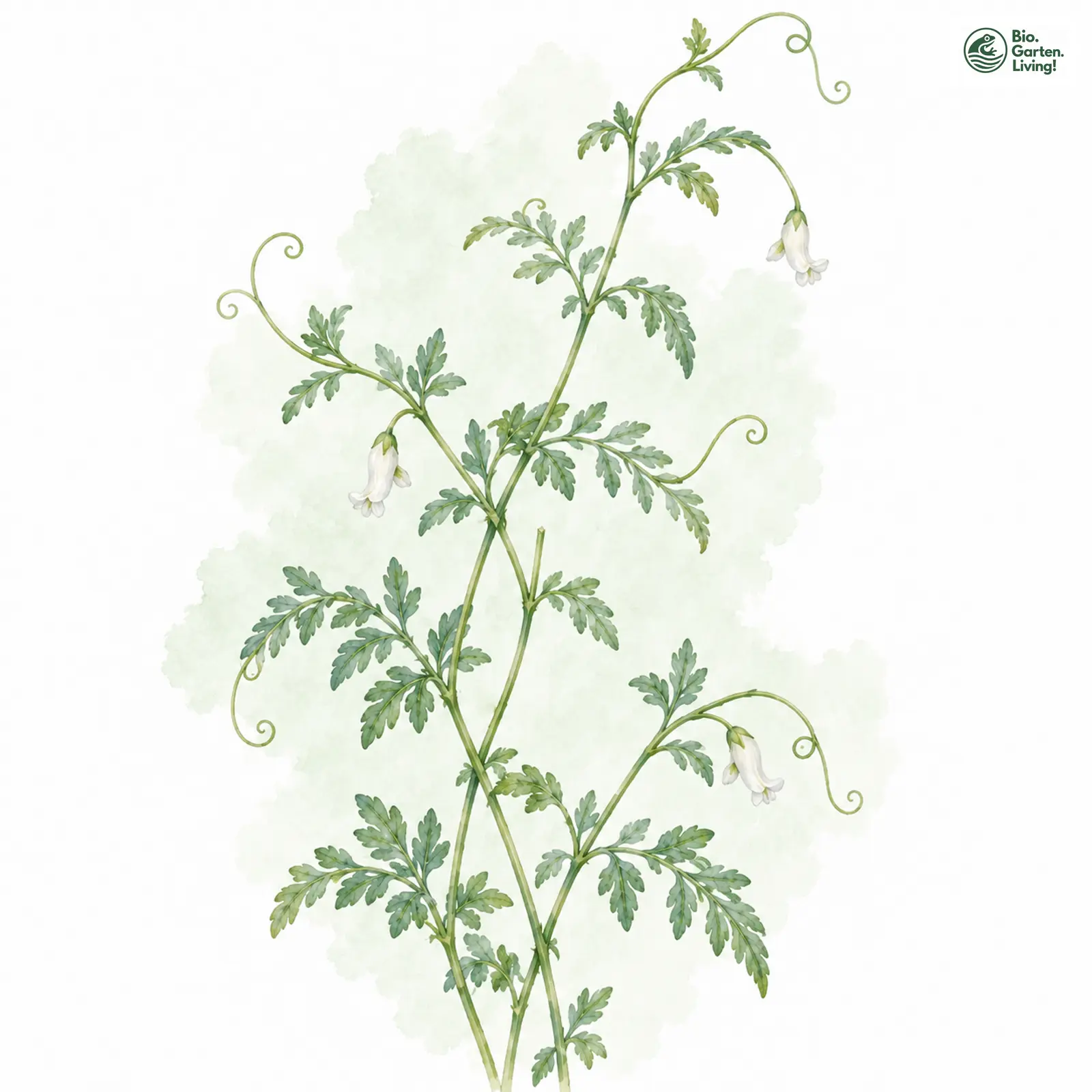 Aquarellzeichnung: Europäischer Rankenlerchensporn (Ceratocapnos claviculata)
