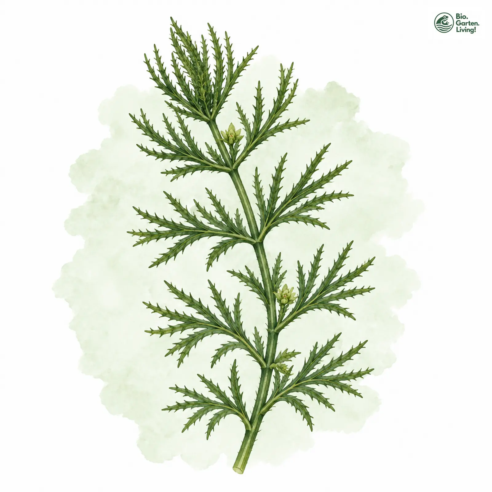 Aquarellzeichnung: Raues Hornblatt (Ceratophyllum demersum)