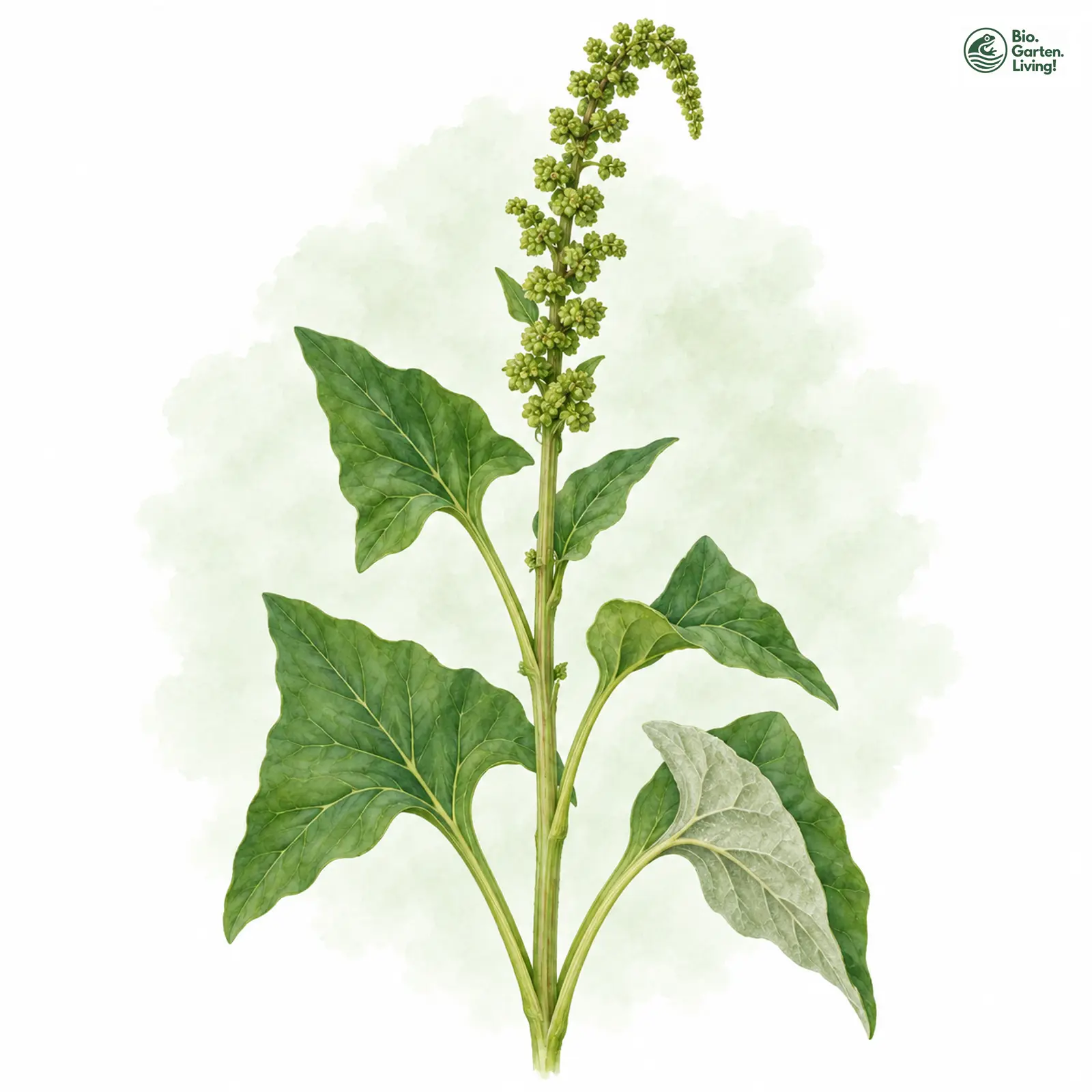 Aquarellzeichnung: Guter Heinrich (Chenopodium bonus-henricus)