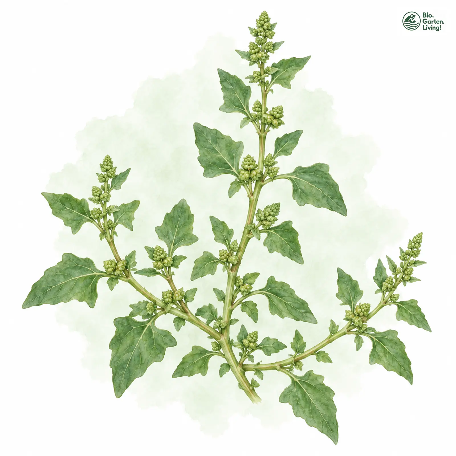 Aquarellzeichnung: Dickblättriger Gänsefuß (Chenopodium chenopodioides)