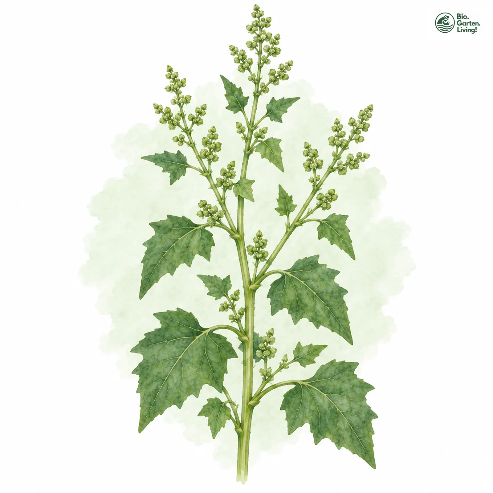 Aquarellzeichnung: Stechapfelblättriger Gänsefuß (Chenopodium hybridum)