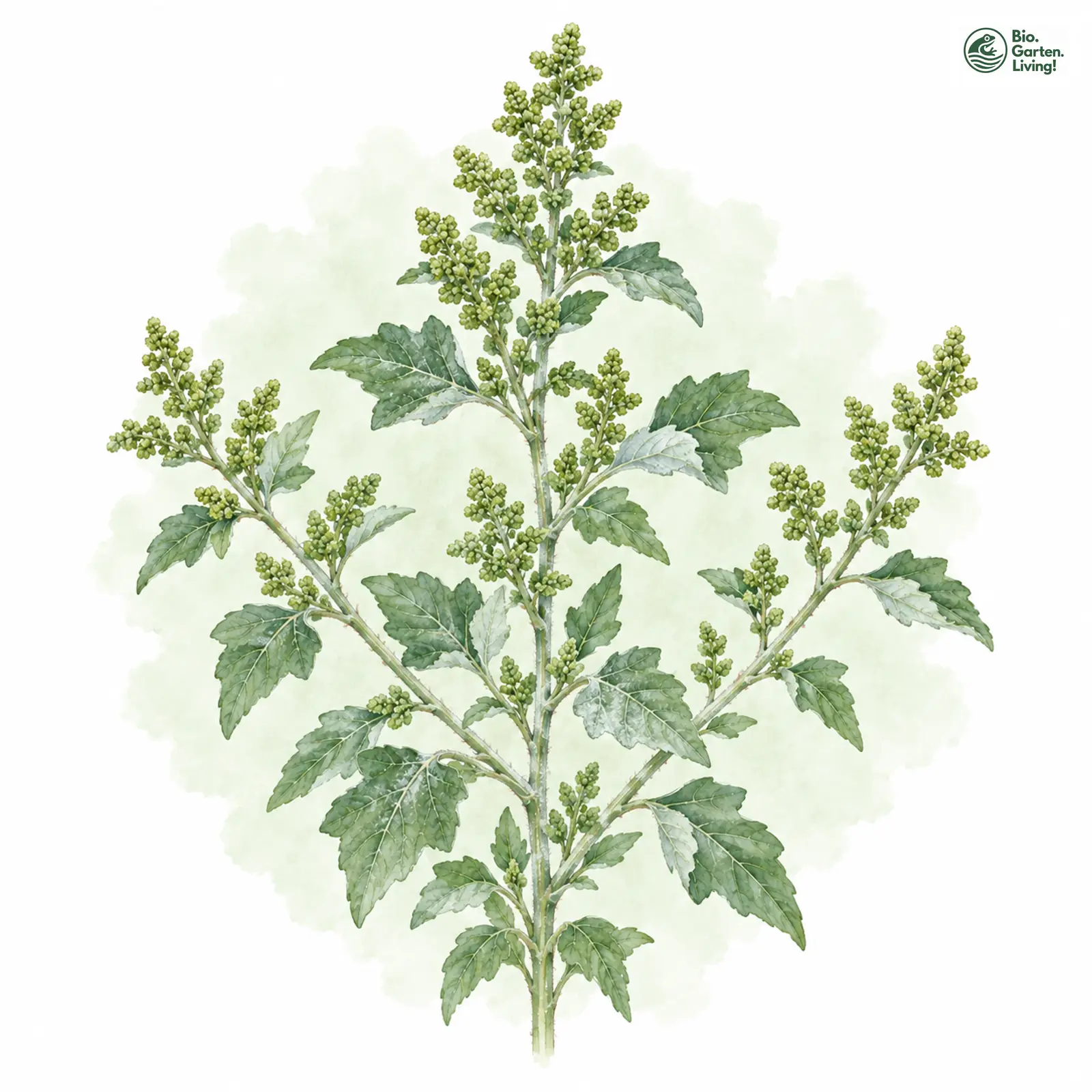 Aquarellzeichnung: Schneeballblättriger Gänsefuß (Chenopodium opulifolium)