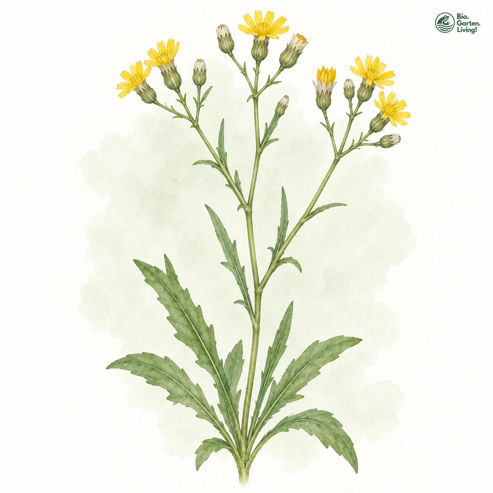 Aquarellzeichnung: Alpen-Knorpellattich (Chondrilla chondrilloides)