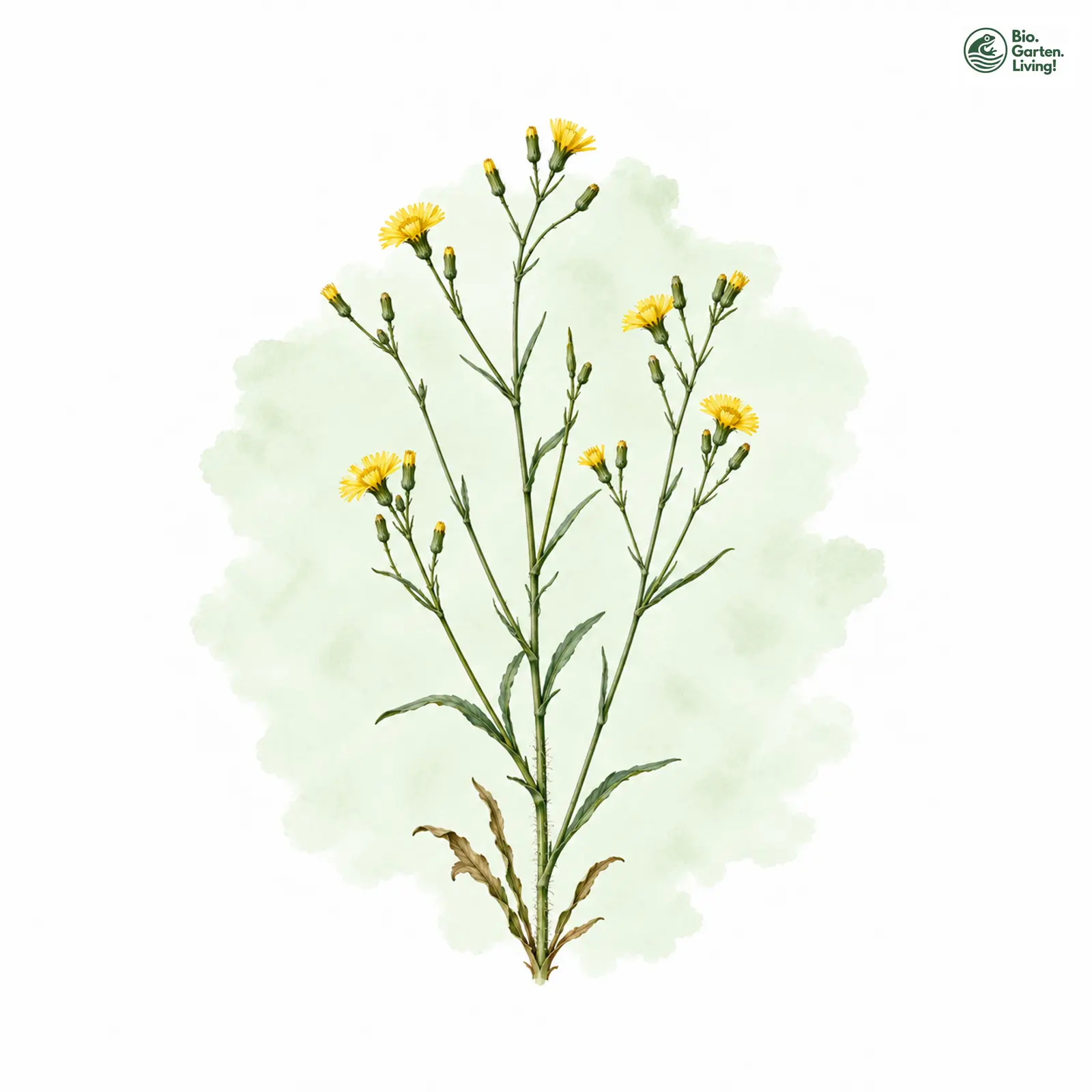 Aquarellzeichnung: Großer Knorpellattich (Chondrilla juncea)