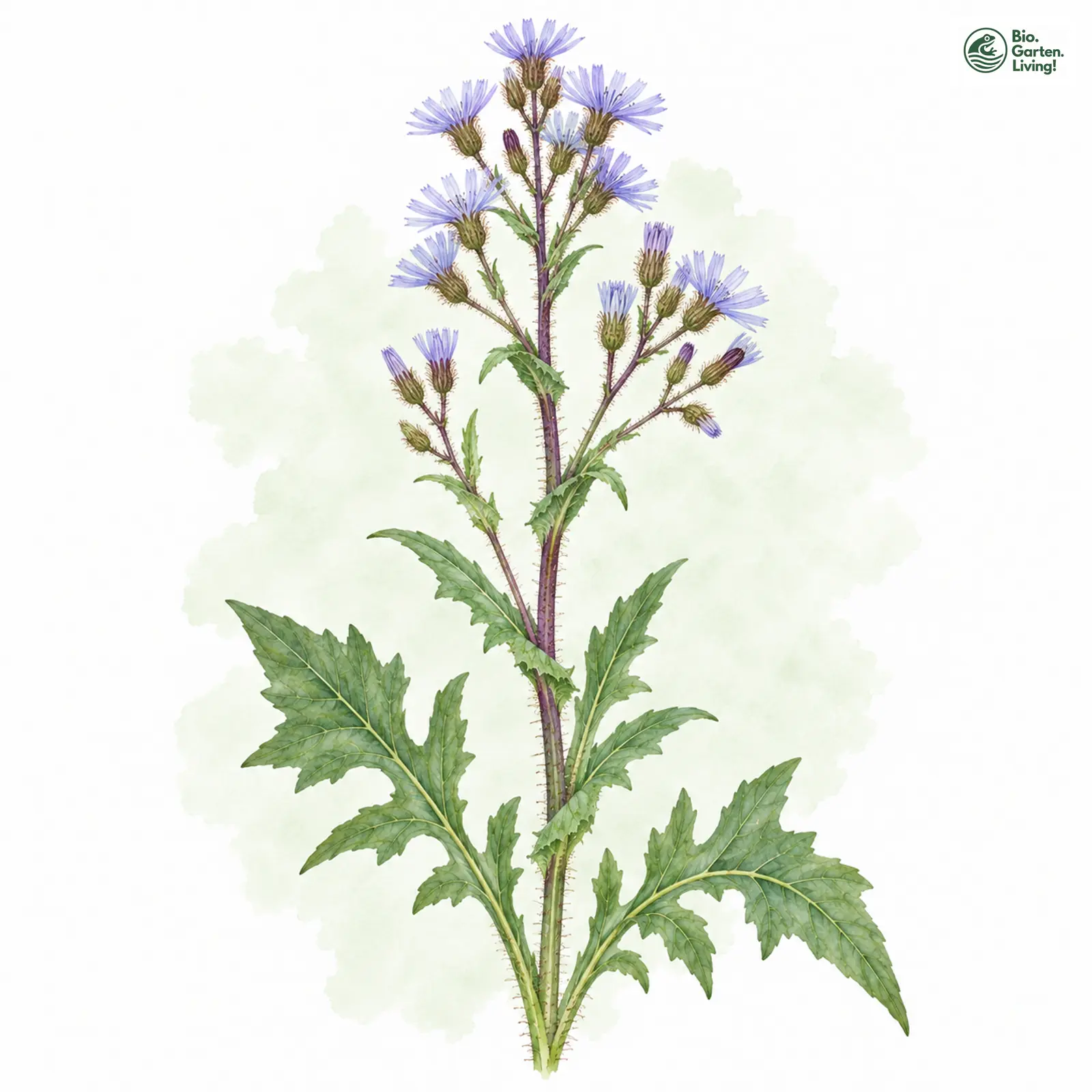 Aquarellzeichnung: Alpen-Milchlattich (Cicerbita alpina)